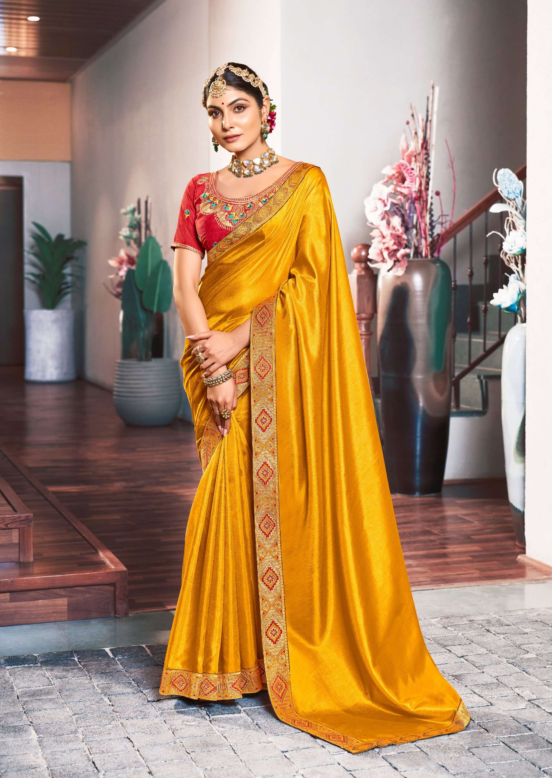 Selena Vol 4 Fancy Plain Vichitra Silk Saree Wholesale catalog