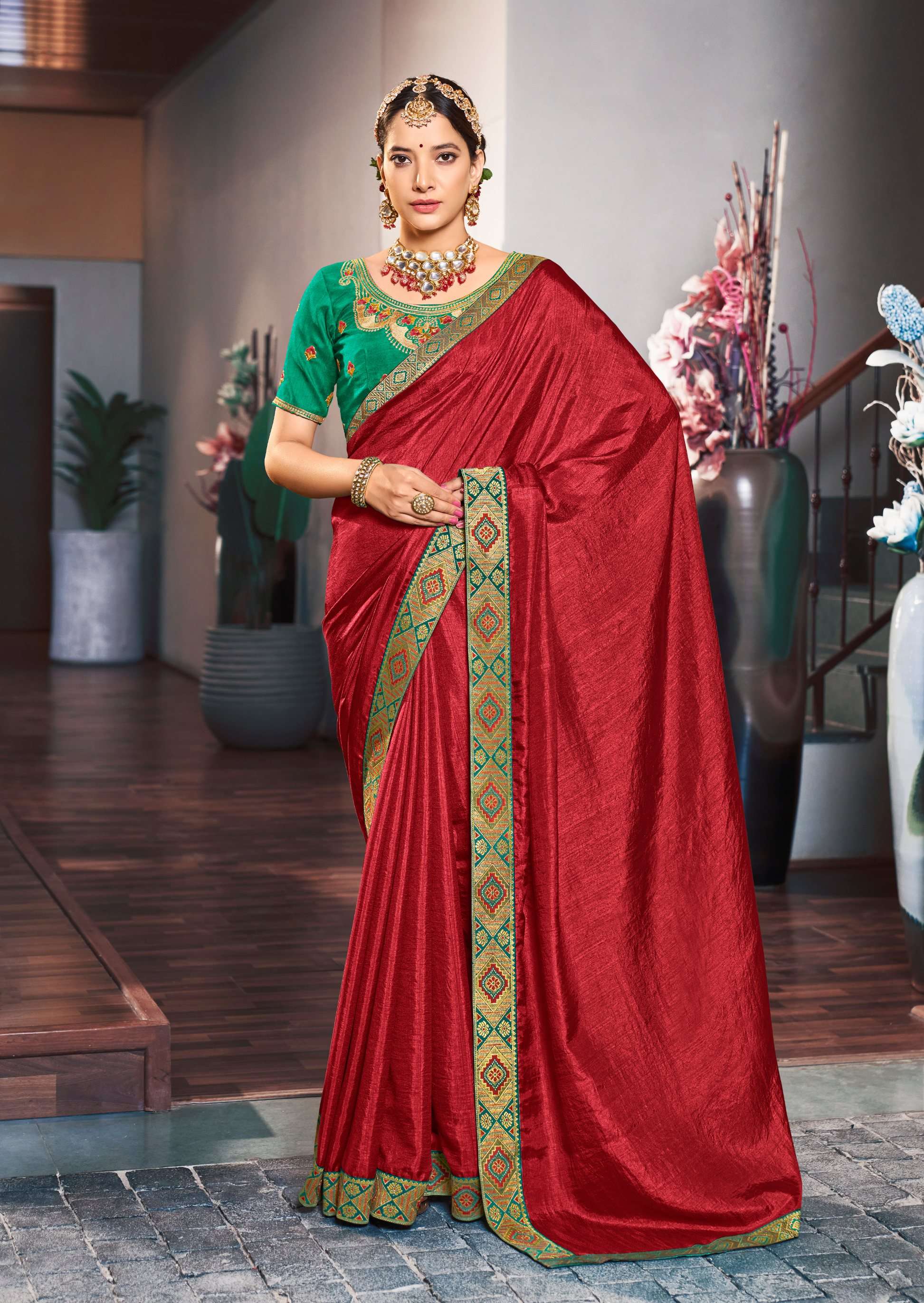 Selena Vol 4 Fancy Plain Vichitra Silk Saree Wholesale catalog