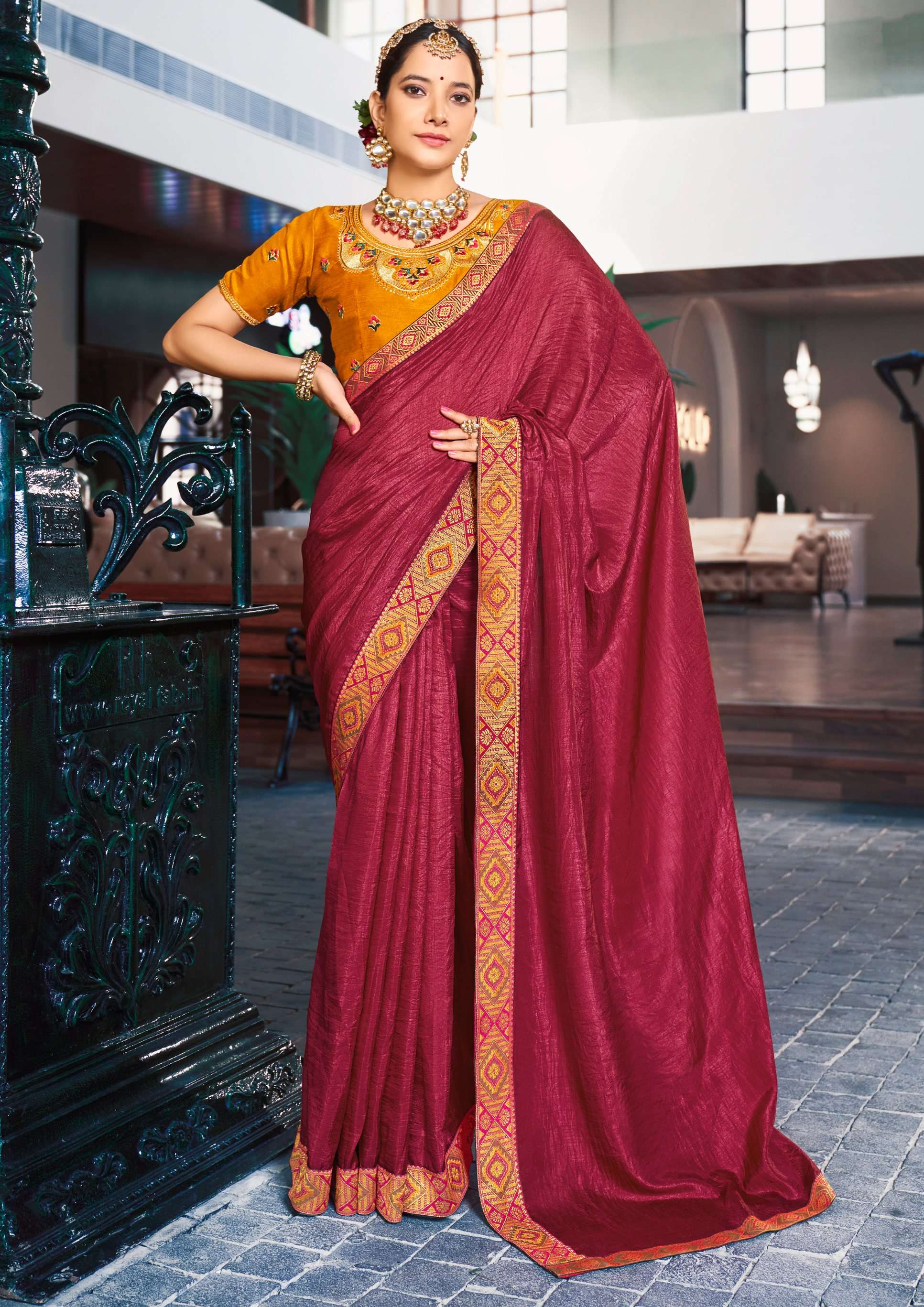 Selena Vol 4 Fancy Plain Vichitra Silk Saree Wholesale catalog