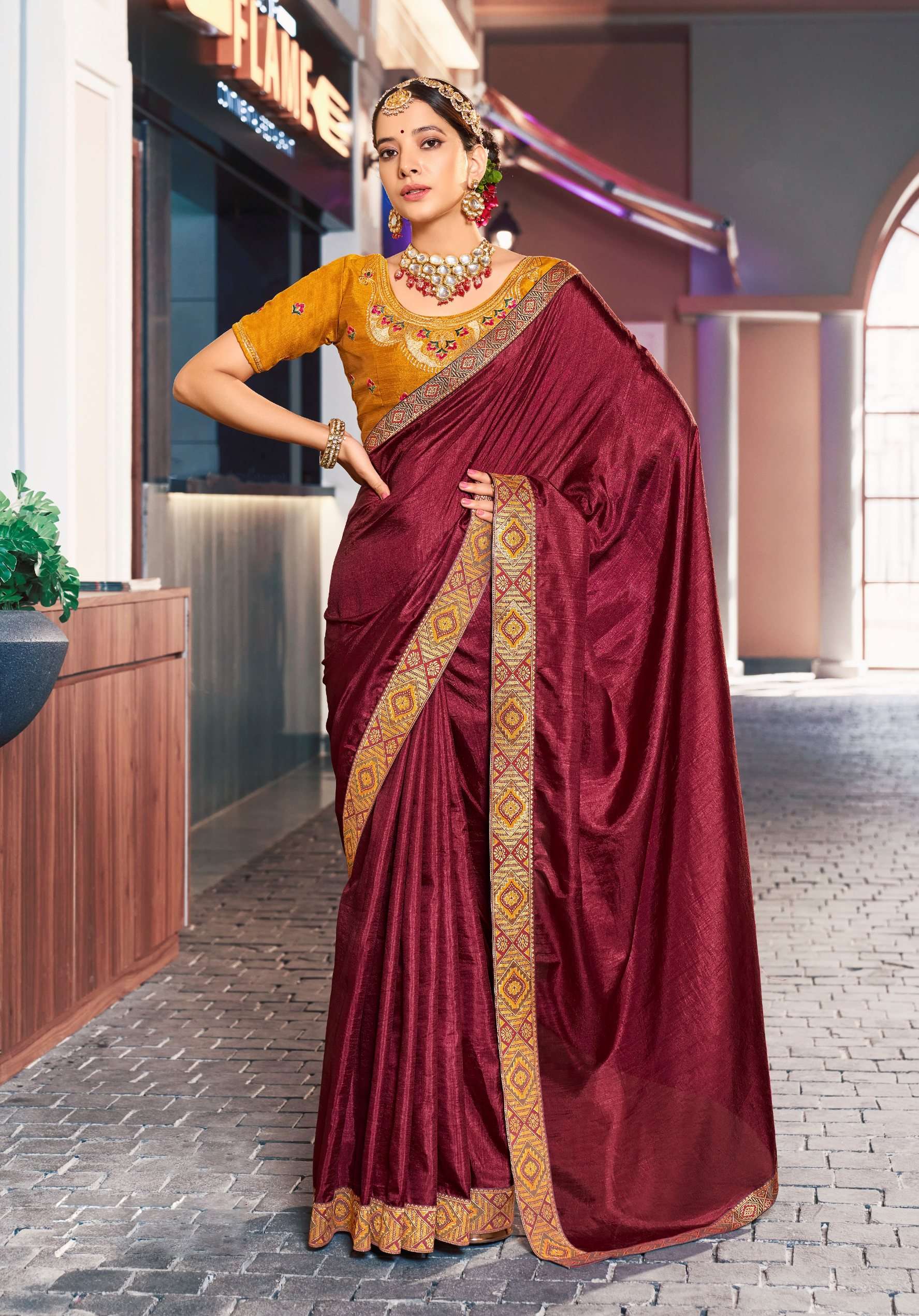 Selena Vol 4 Fancy Plain Vichitra Silk Saree Wholesale catalog
