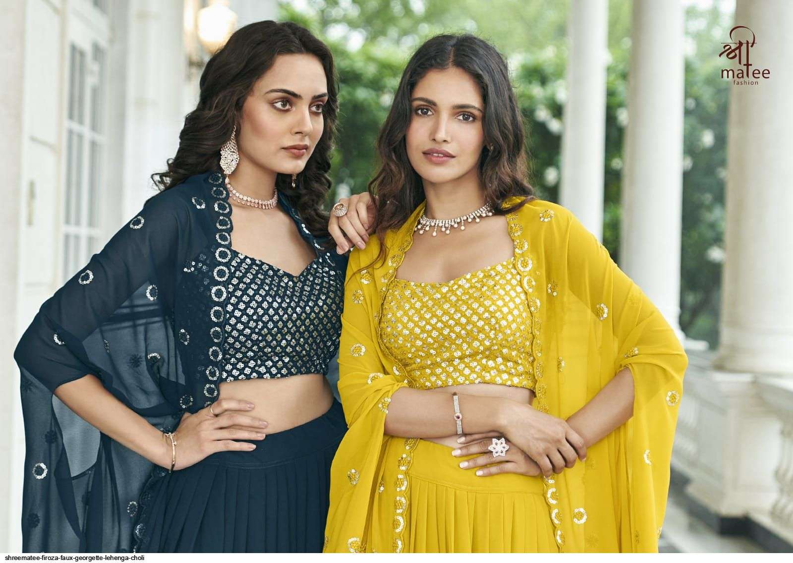 SHREEMATEE FIROZA FAUX GEORGETTE LEHENGA CHOLI Wholesale catalog