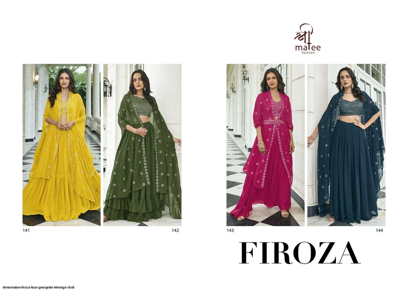 SHREEMATEE FIROZA FAUX GEORGETTE LEHENGA CHOLI Wholesale catalog