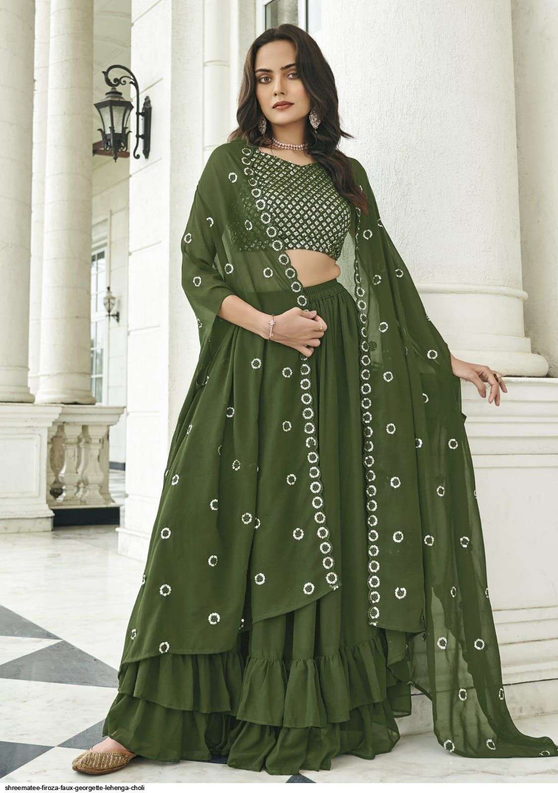 SHREEMATEE FIROZA FAUX GEORGETTE LEHENGA CHOLI Wholesale catalog