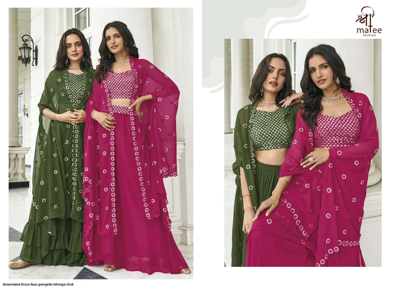 SHREEMATEE FIROZA FAUX GEORGETTE LEHENGA CHOLI Wholesale catalog