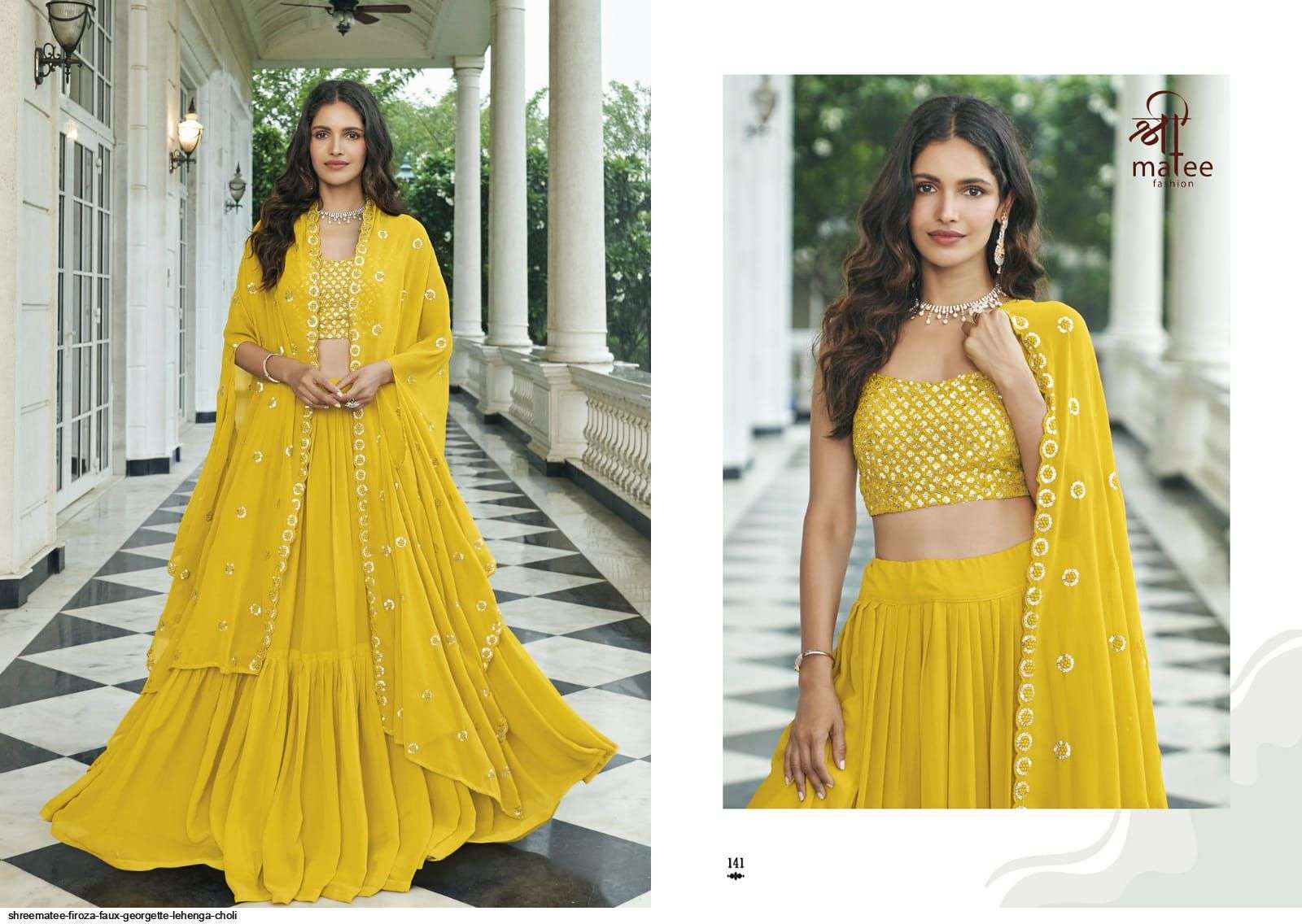 SHREEMATEE FIROZA FAUX GEORGETTE LEHENGA CHOLI Wholesale catalog