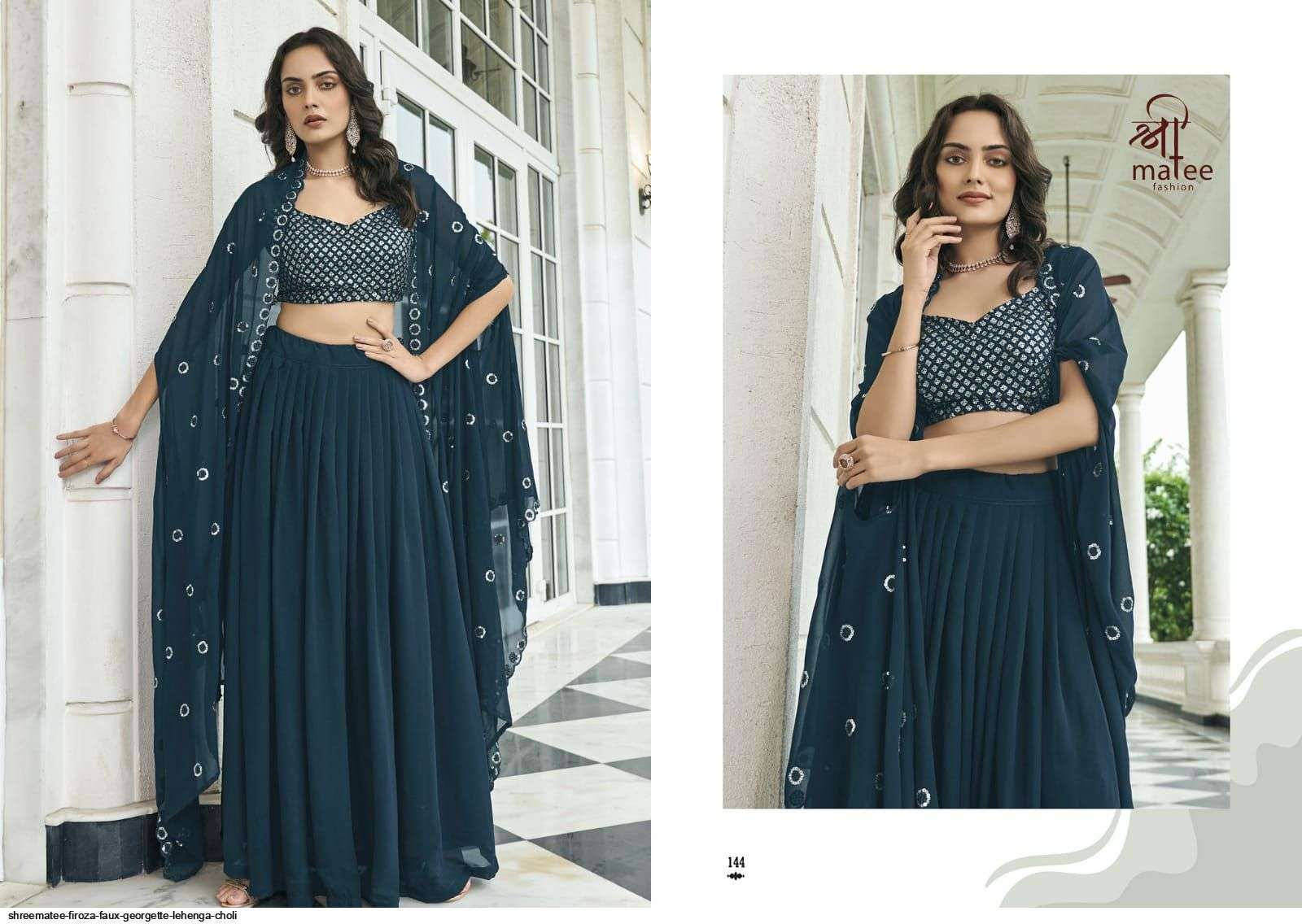SHREEMATEE FIROZA FAUX GEORGETTE LEHENGA CHOLI Wholesale catalog
