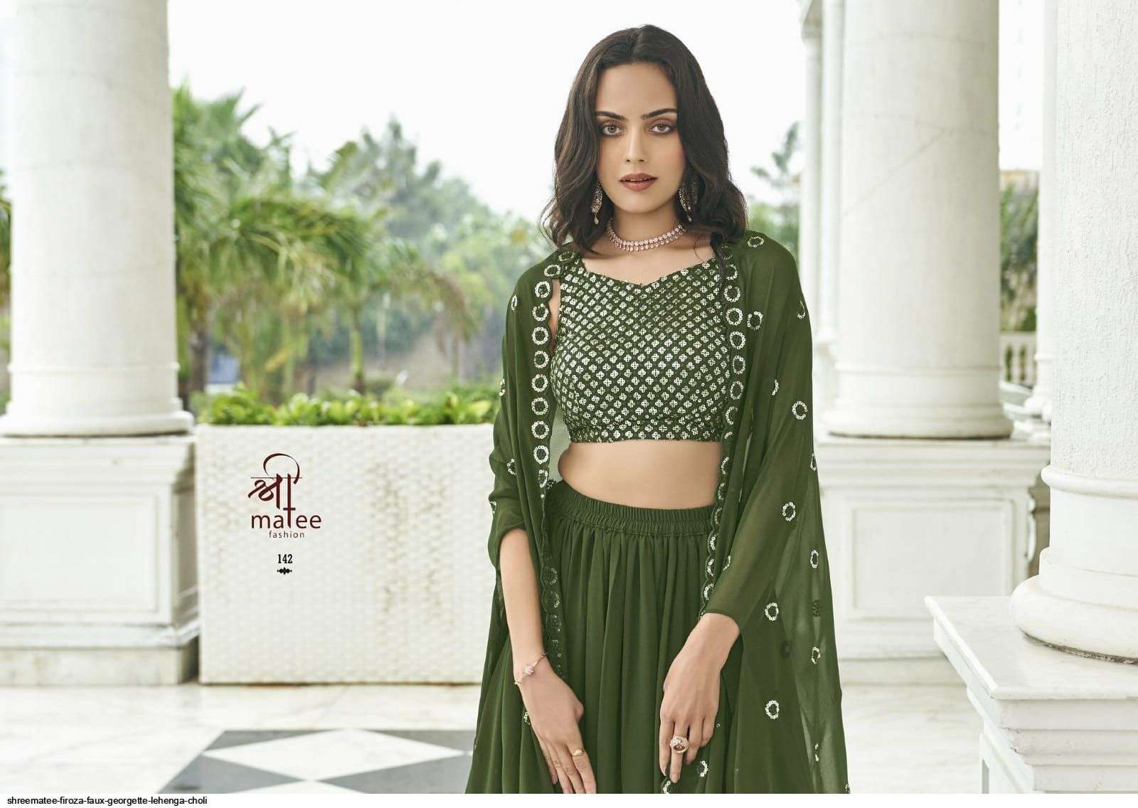 SHREEMATEE FIROZA FAUX GEORGETTE LEHENGA CHOLI Wholesale catalog