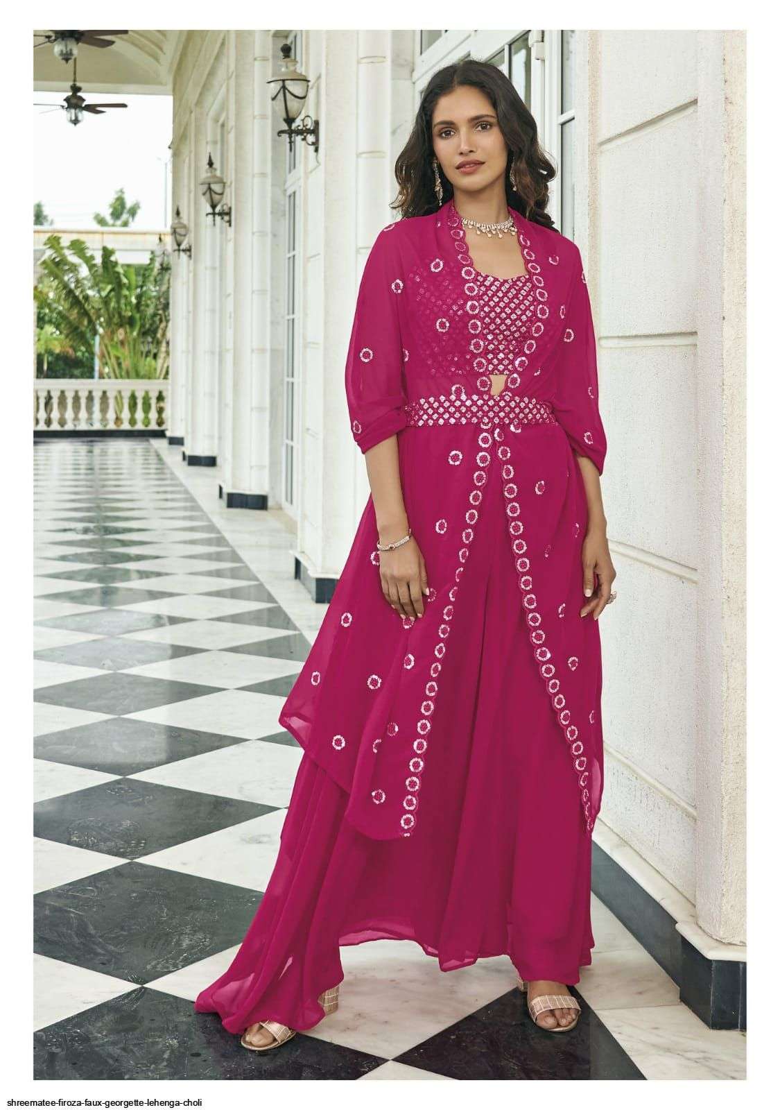 SHREEMATEE FIROZA FAUX GEORGETTE LEHENGA CHOLI Wholesale catalog