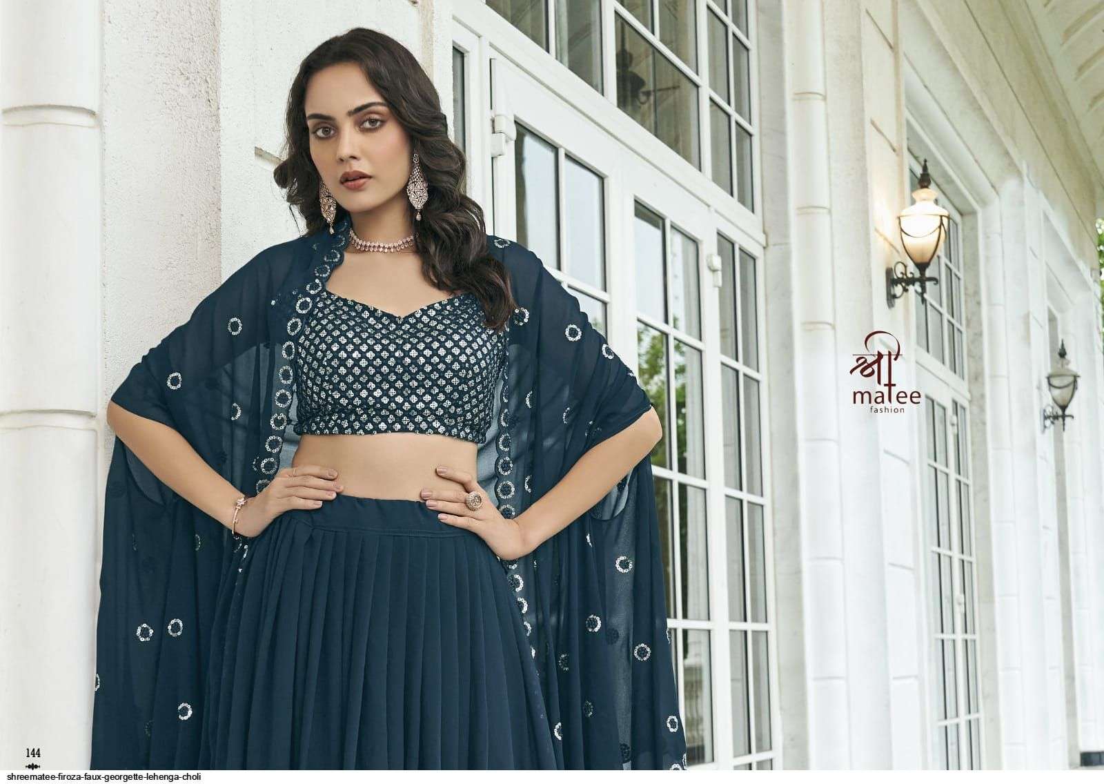 SHREEMATEE FIROZA FAUX GEORGETTE LEHENGA CHOLI Wholesale catalog