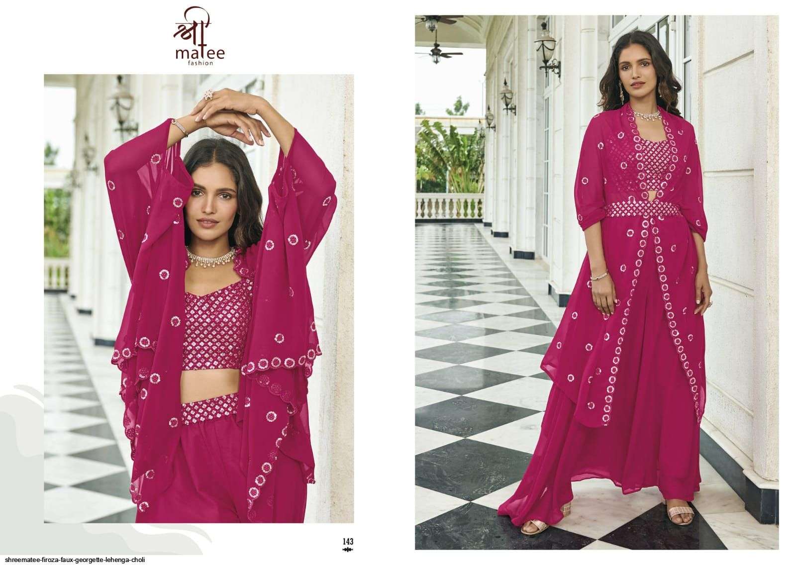 SHREEMATEE FIROZA FAUX GEORGETTE LEHENGA CHOLI Wholesale catalog