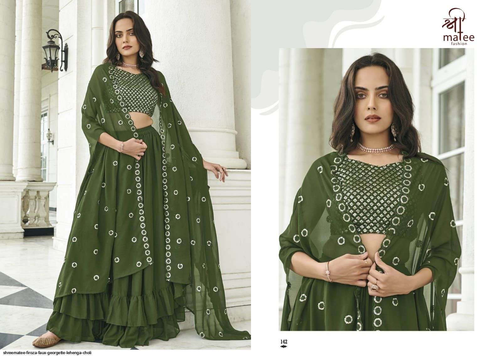 SHREEMATEE FIROZA FAUX GEORGETTE LEHENGA CHOLI Wholesale catalog