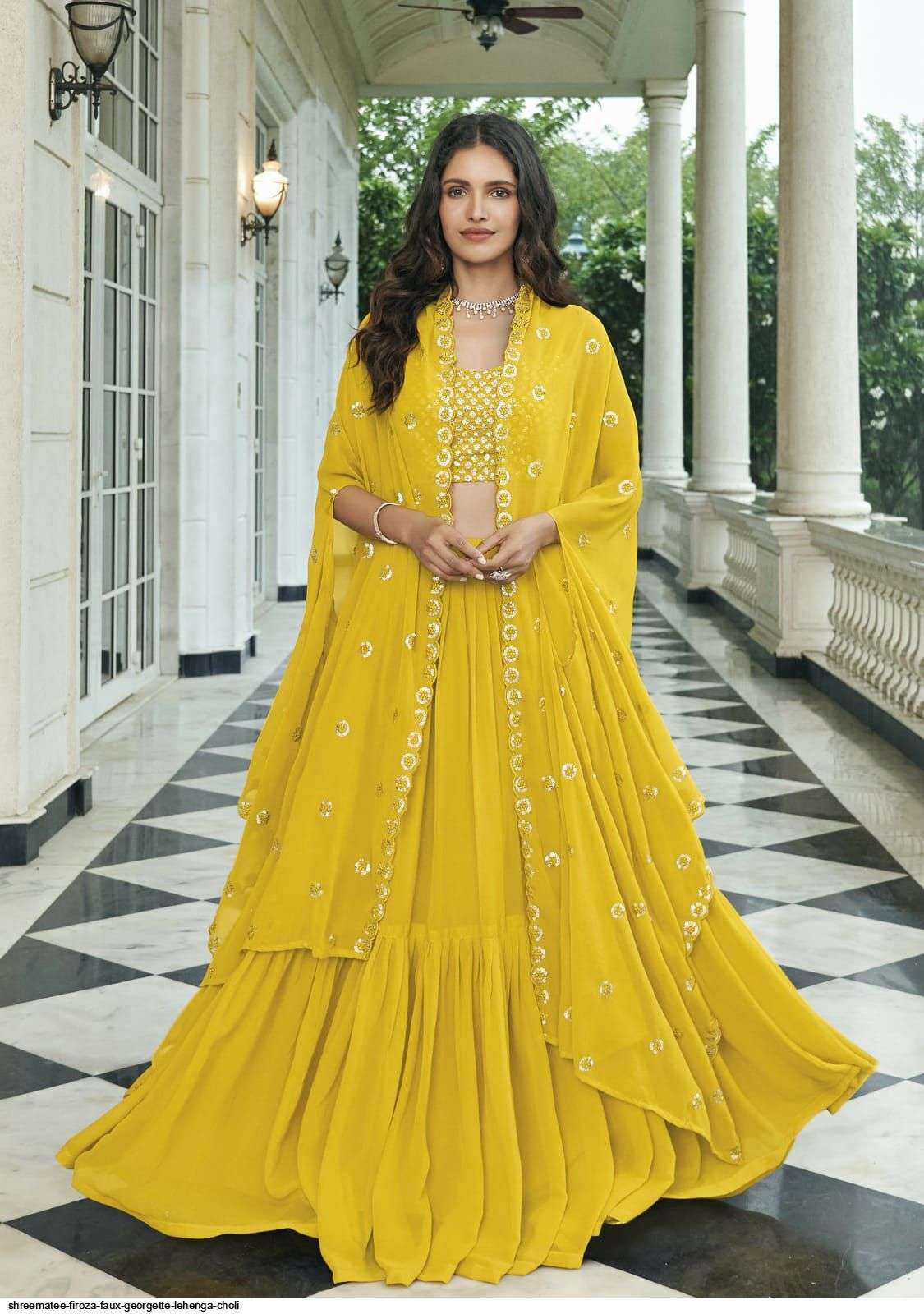 SHREEMATEE FIROZA FAUX GEORGETTE LEHENGA CHOLI Wholesale catalog