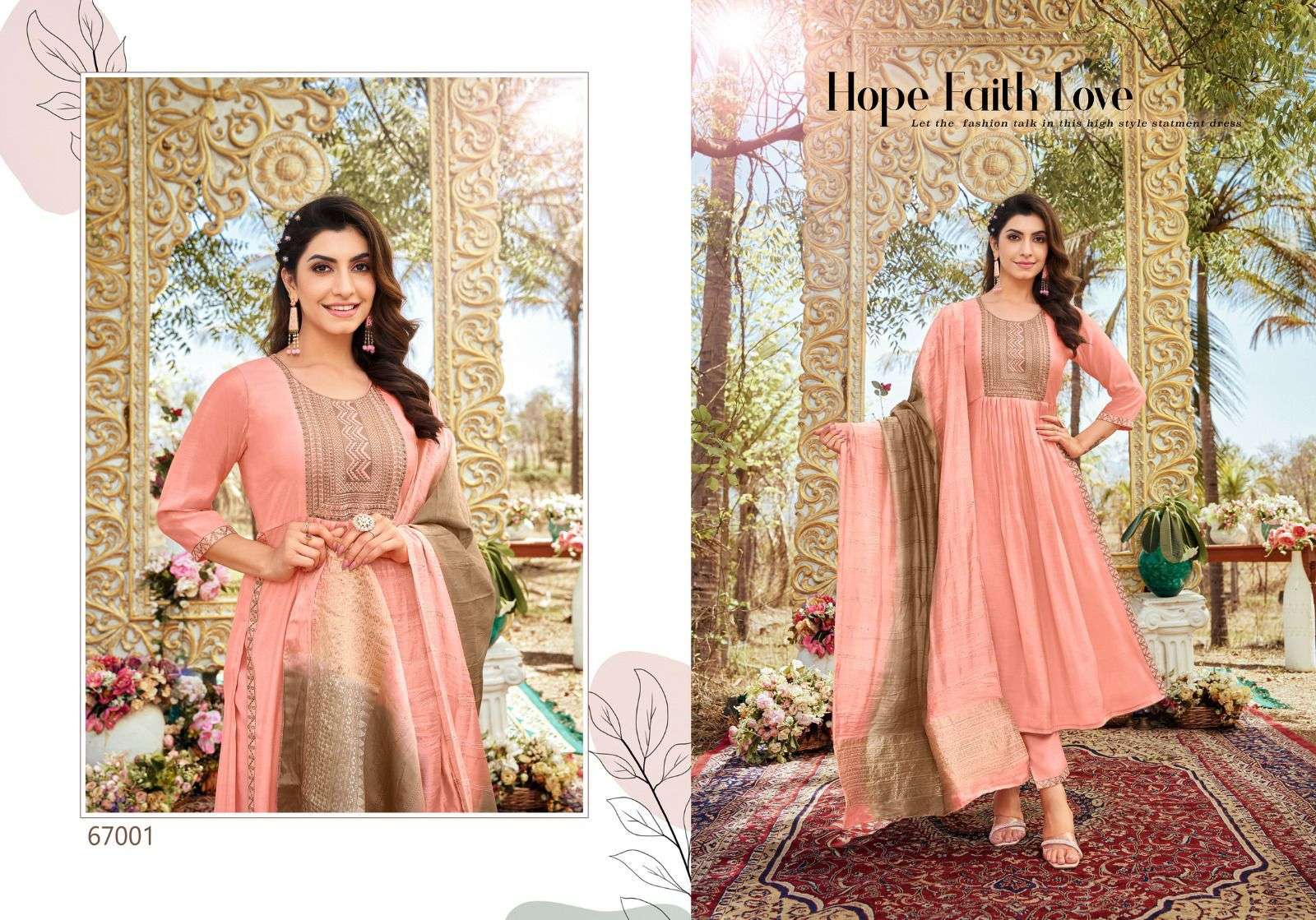 SPRING  ROLL NAYRA CUT VISCOS SILK WITH FANCY NACK WORK & SIDE LACE WORK Wholesale catalog