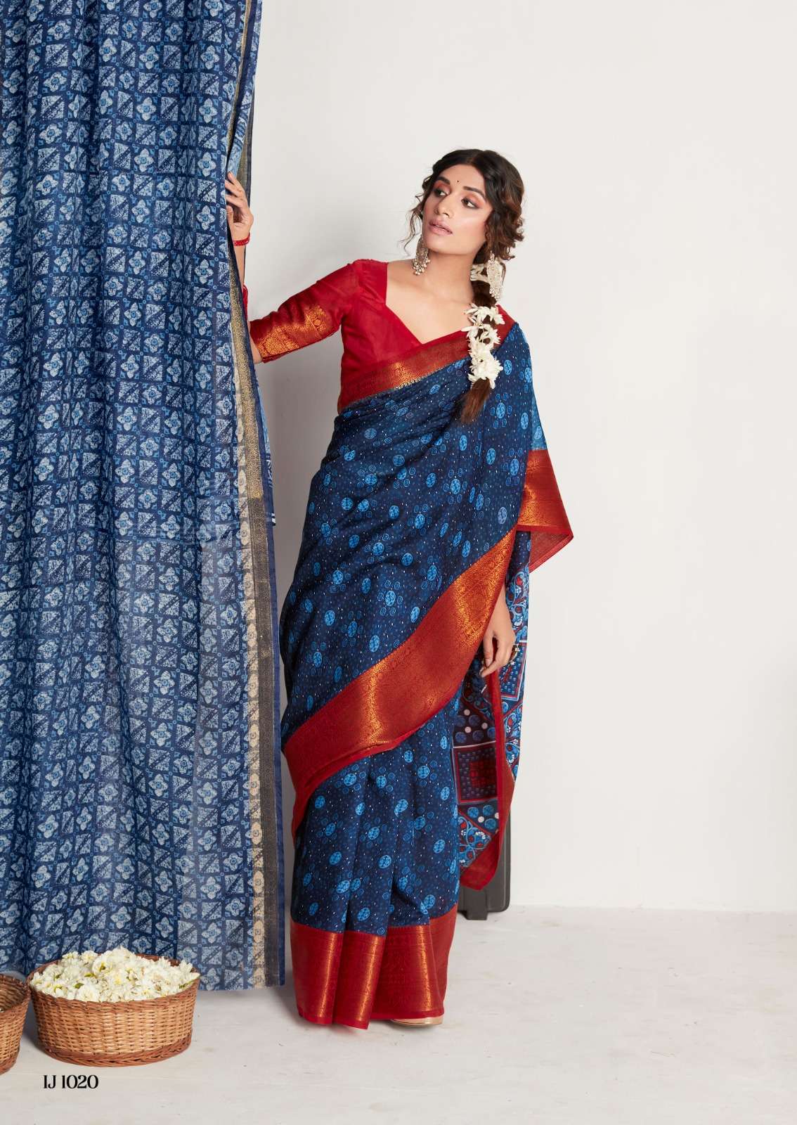 Sr Indigo Jaquard Casual Chanderi Silk Saree Wholesale catalog