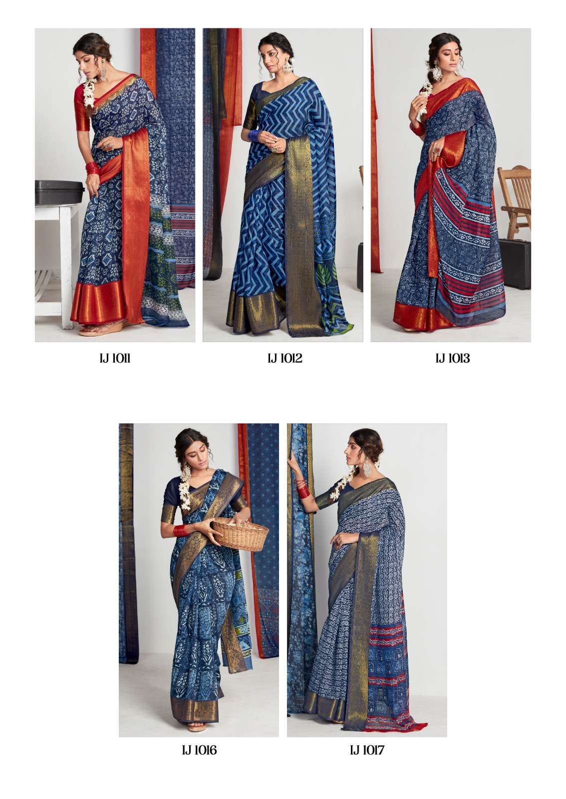Sr Indigo Jaquard Casual Chanderi Silk Saree Wholesale catalog