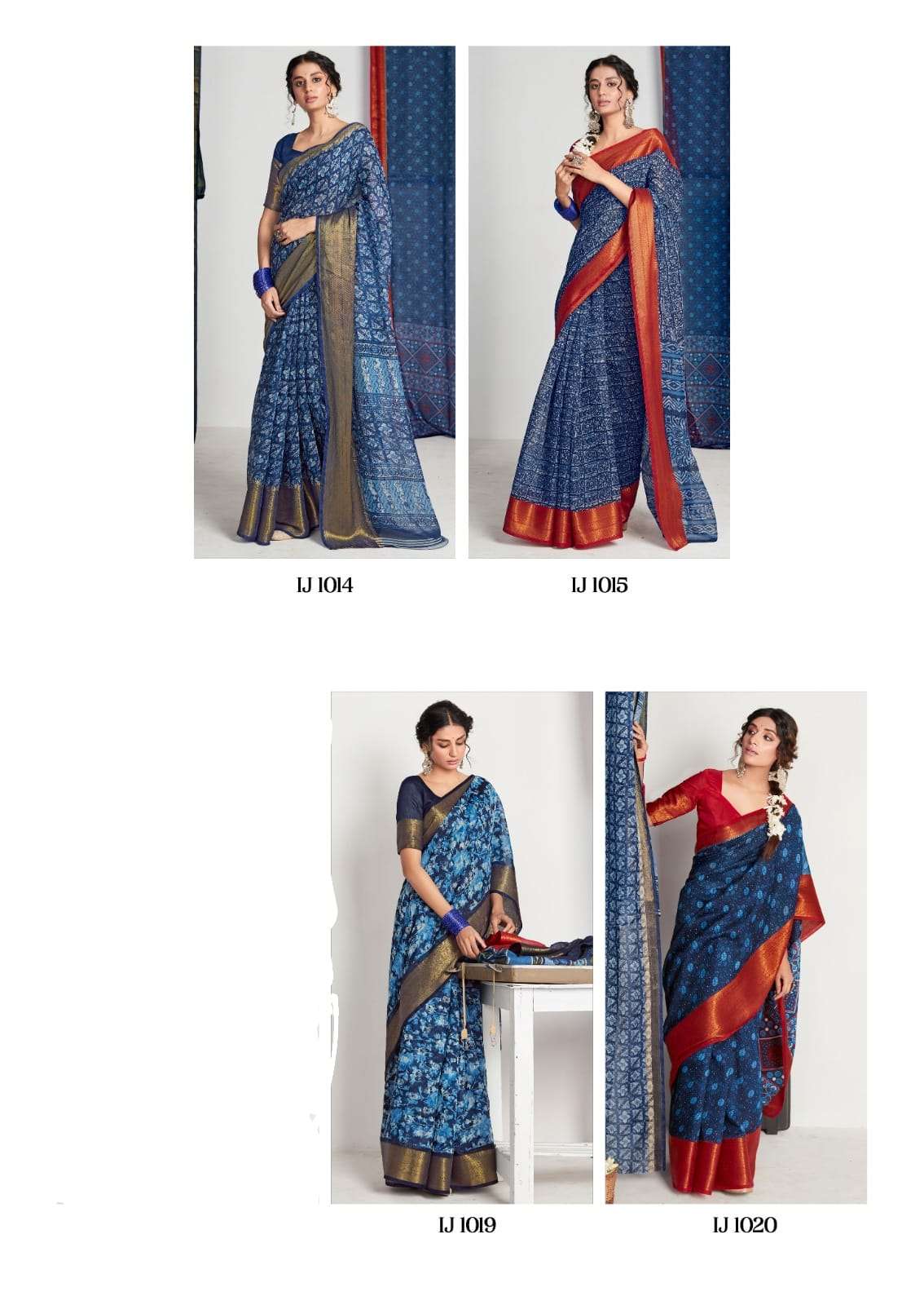 Sr Indigo Jaquard Casual Chanderi Silk Saree Wholesale catalog