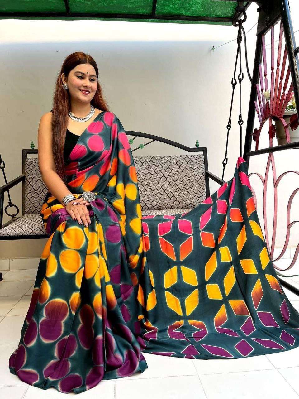 Ss 10 Fancy Digital Printed Dola Silk Saree Wholesale catalog