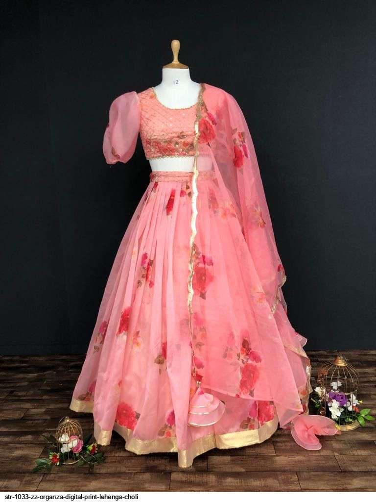 STR 1033 ZZ ORGANZA DIGITAL PRINT LEHENGA CHOLI Wholesale catalog