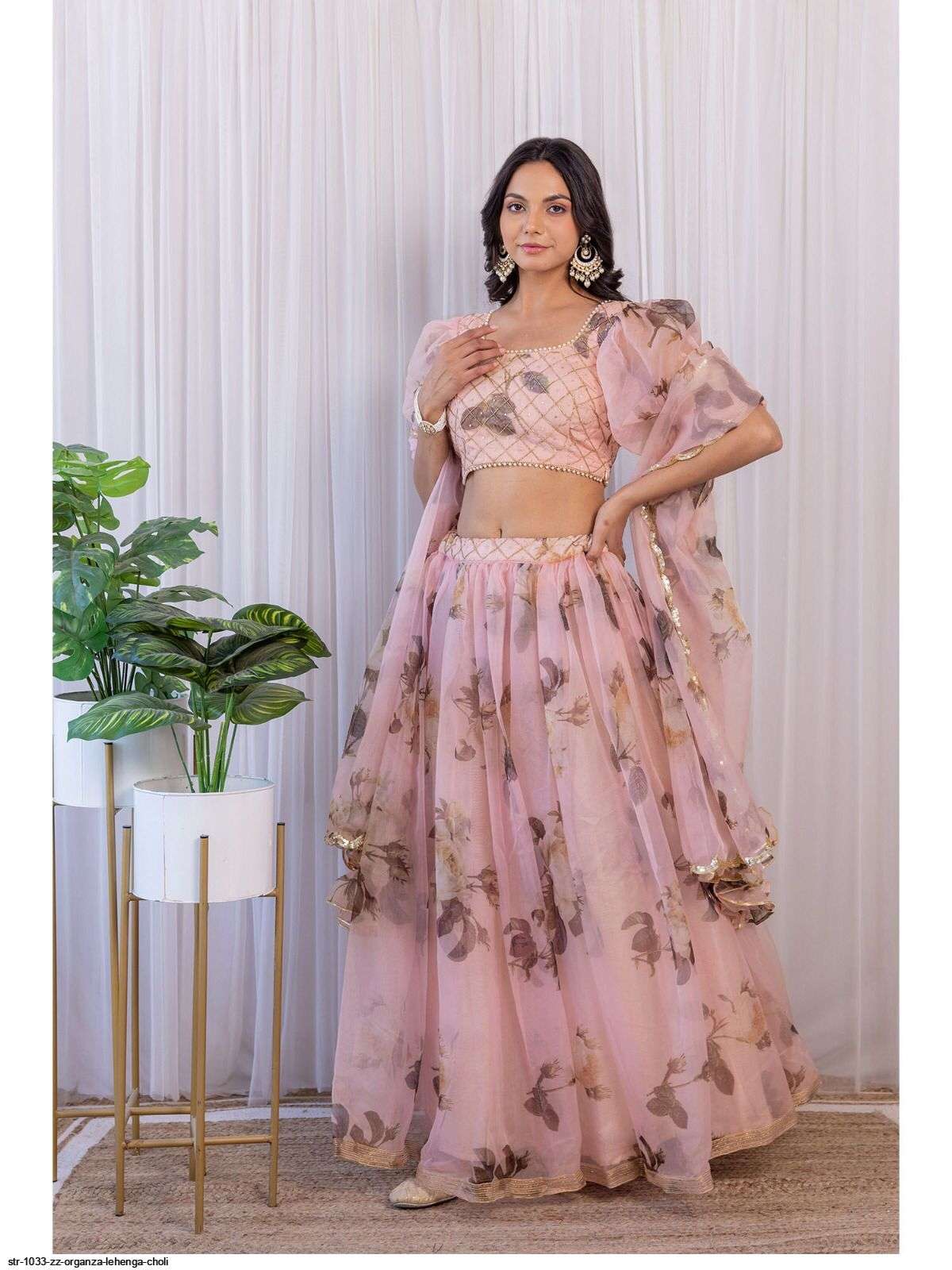 Organza lehenga cheap choli