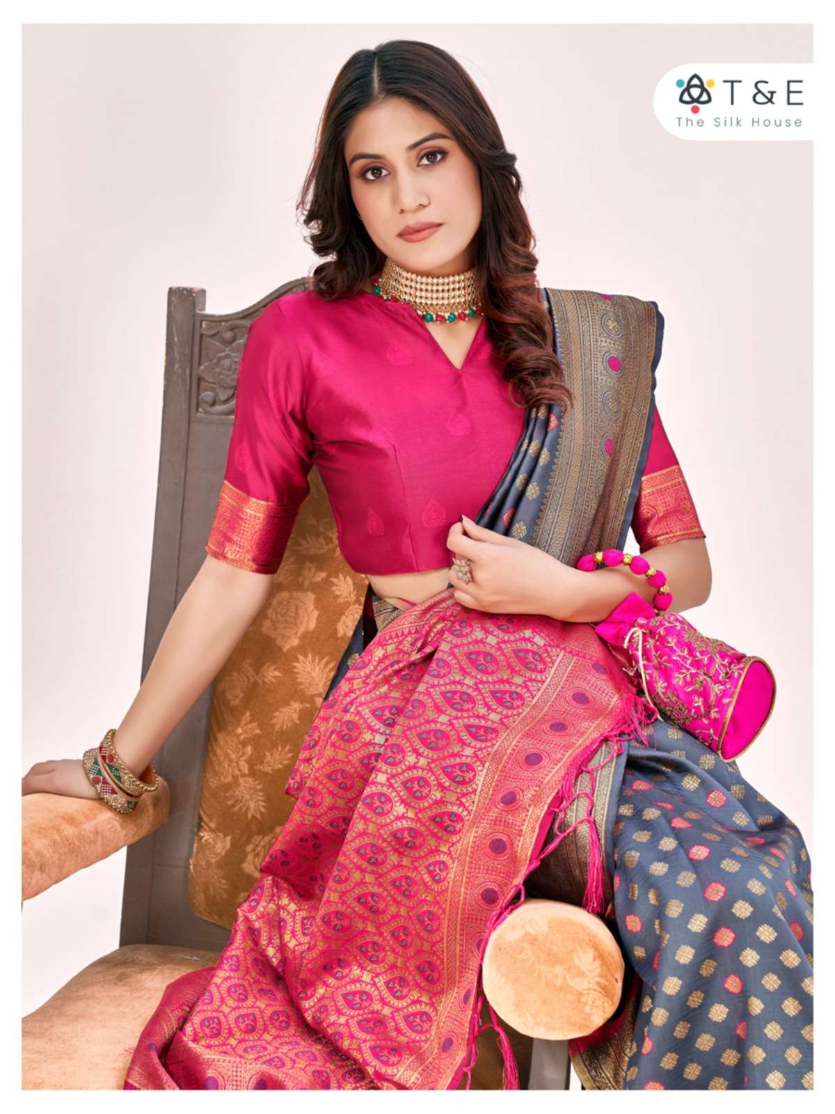 T And E Aagman Designer Silk Saree Wholesale catalog