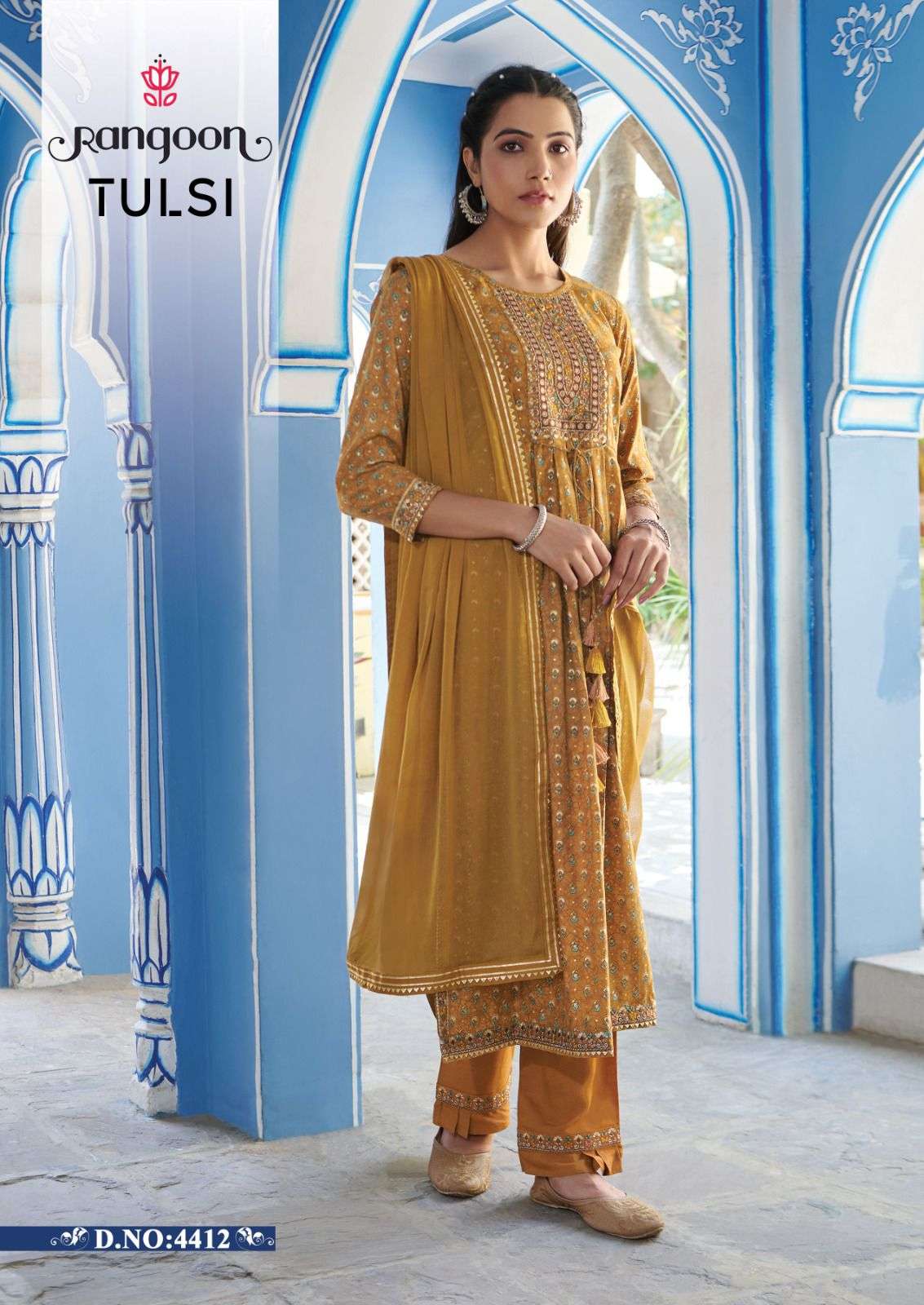 Tulsi Modal Print With Fancy Embrodery Seqonce Work And  NAIRA CUT.Style