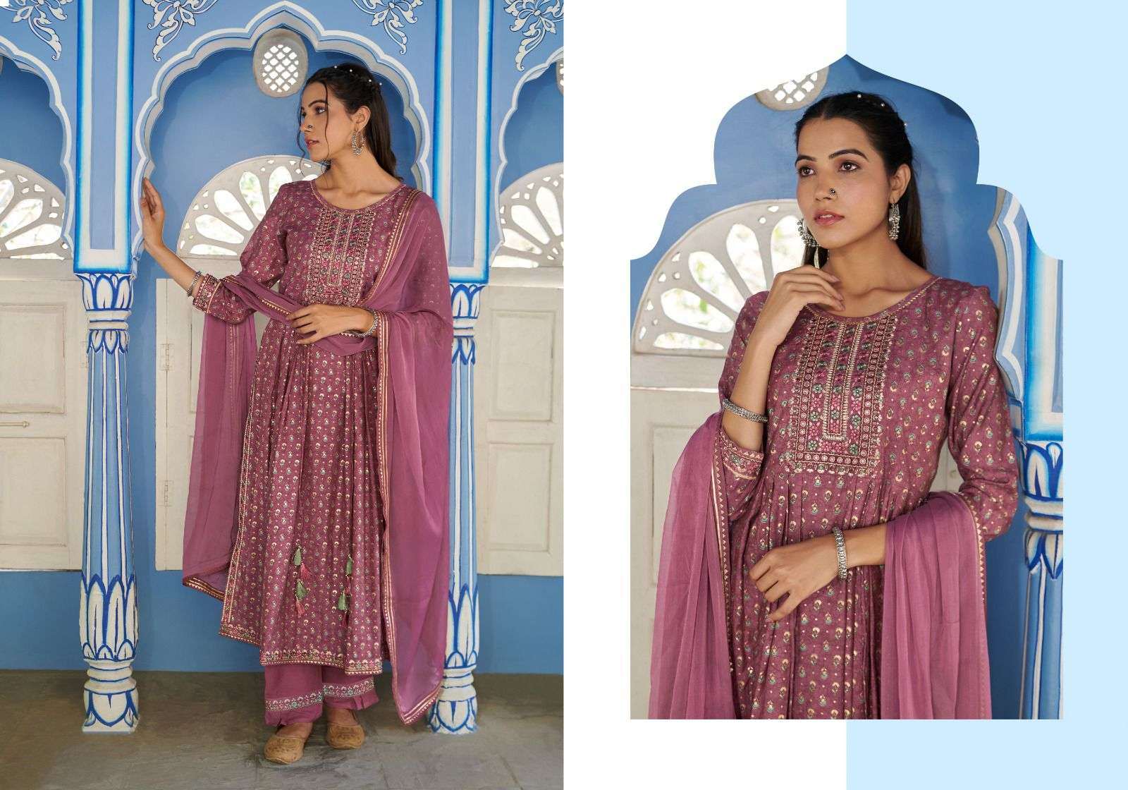 Tulsi Modal Print With Fancy Embrodery Seqonce Work And  NAIRA CUT.Style