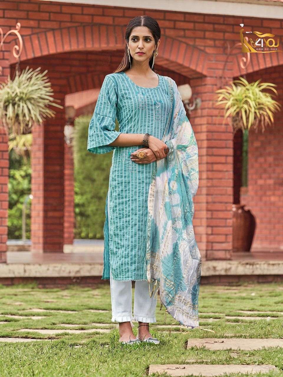 V4YOU Presenting CORAL VOL 1 KURTI PENT WITH DUPATTA Wholesale catalog
