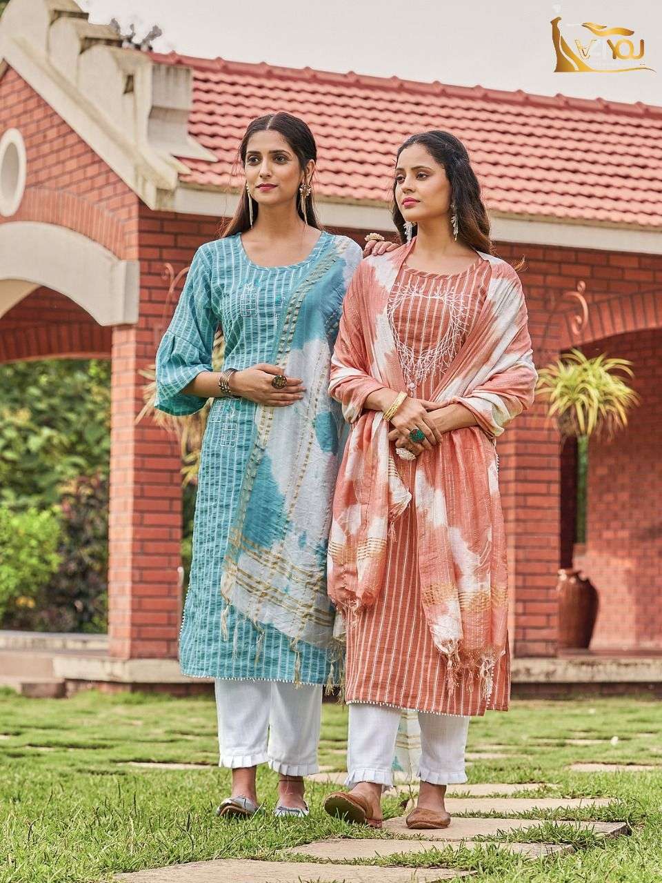 V4YOU Presenting CORAL VOL 1 KURTI PENT WITH DUPATTA Wholesale catalog