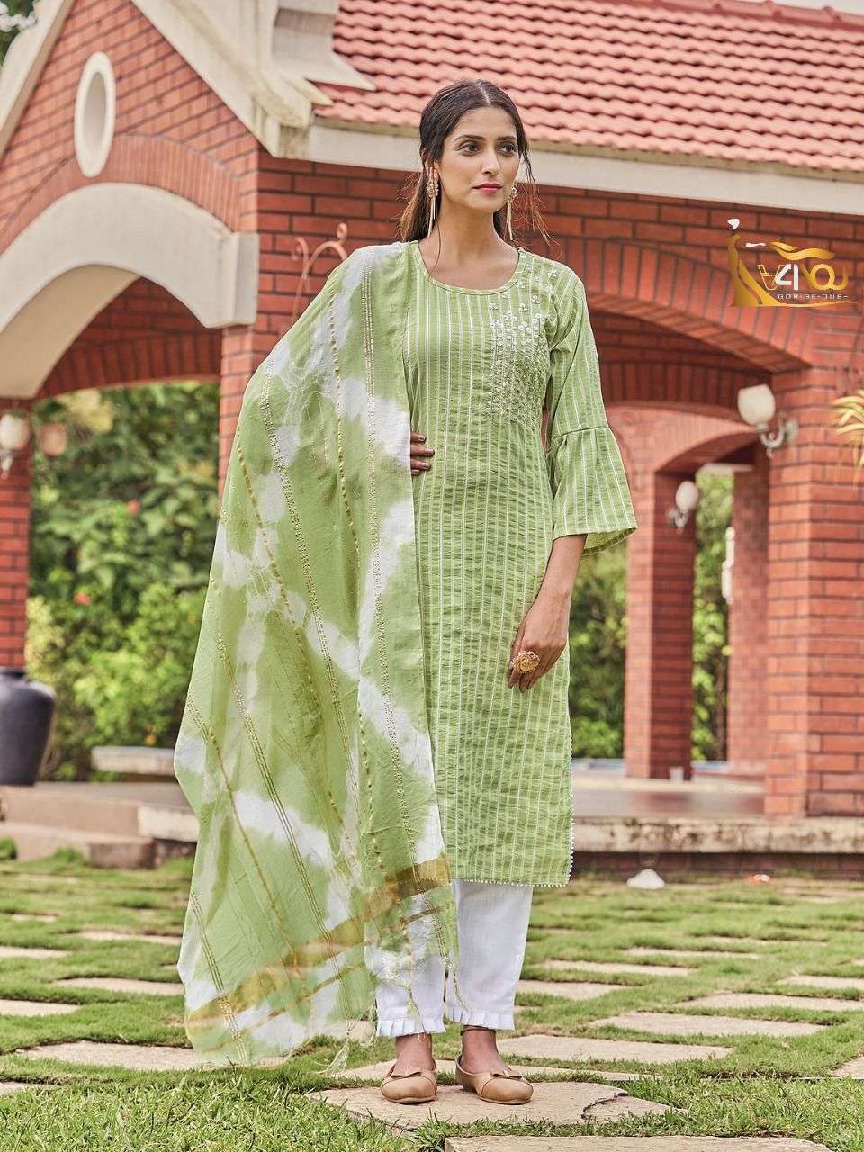 V4YOU Presenting CORAL VOL 1 KURTI PENT WITH DUPATTA Wholesale catalog