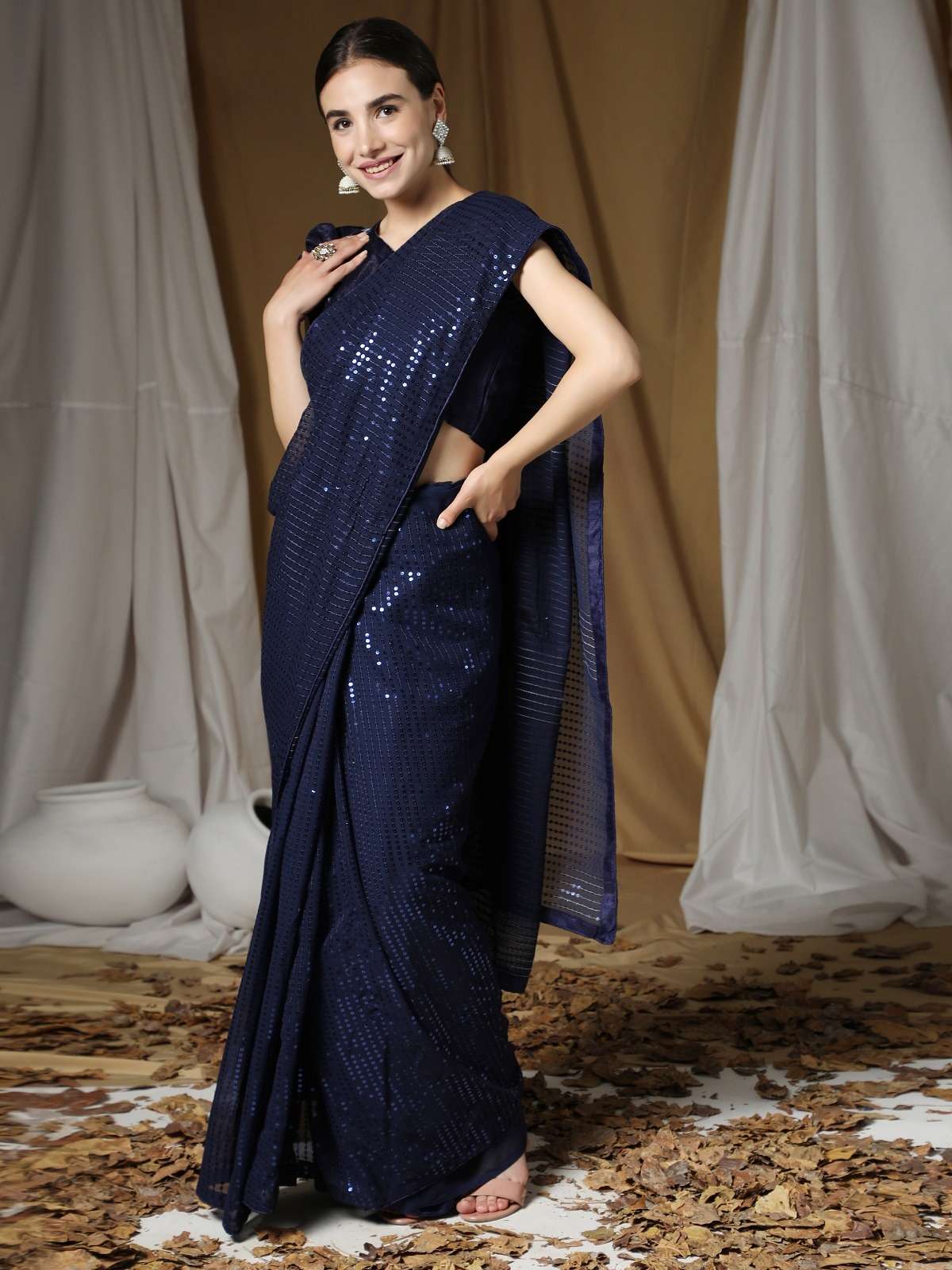 Aab Sequence Designer Georgette Saree Wholesale Catalog 