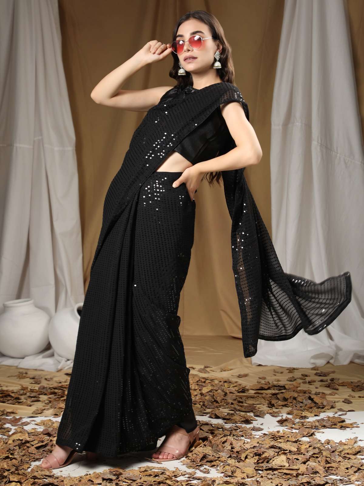 Aab Sequence Designer Georgette Saree Wholesale Catalog 