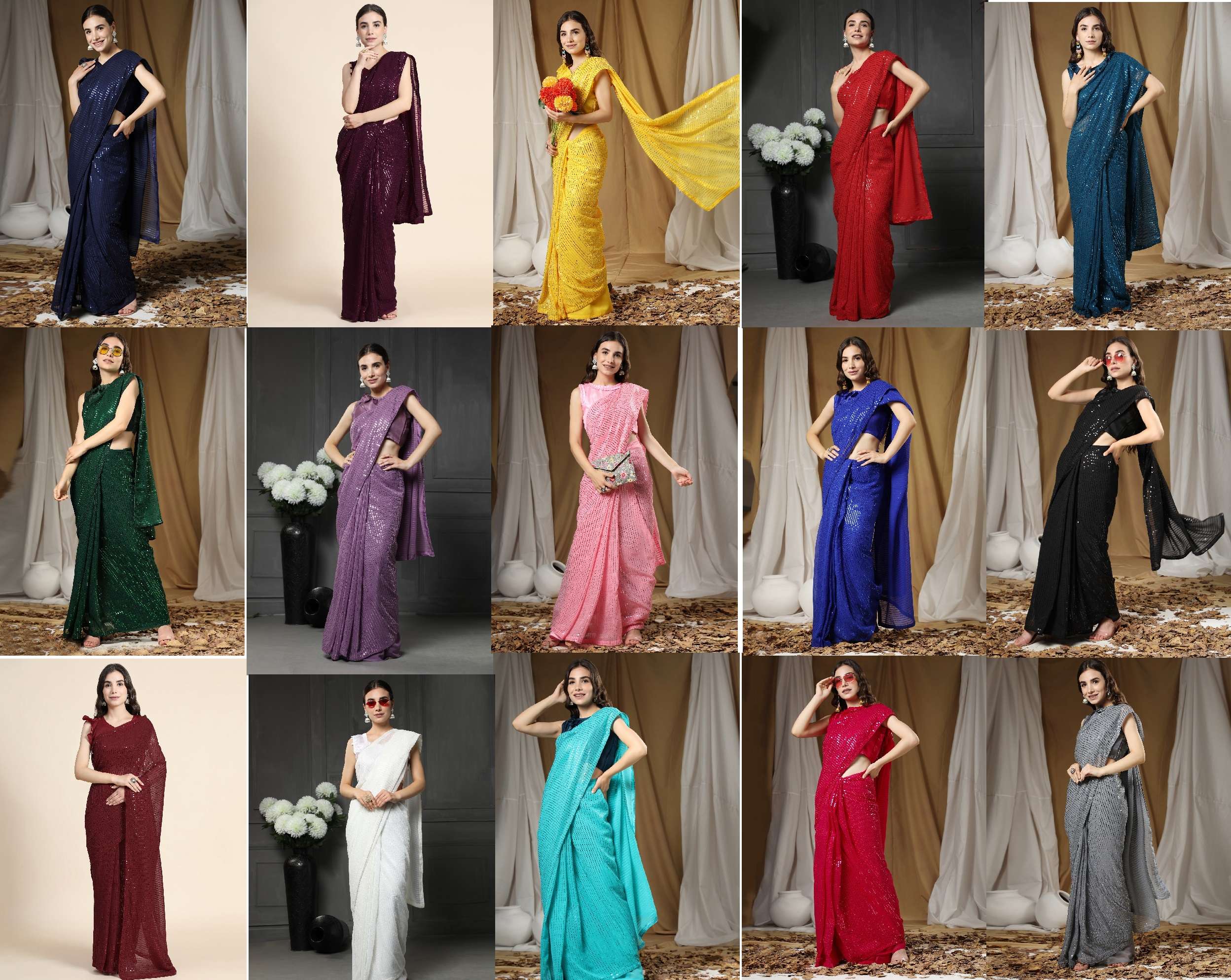 Aab Sequence Designer Georgette Saree Wholesale Catalog 