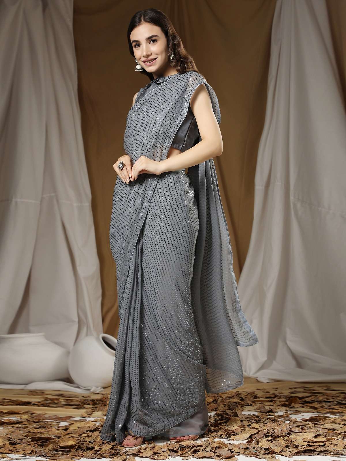Aab Sequence Designer Georgette Saree Wholesale Catalog 