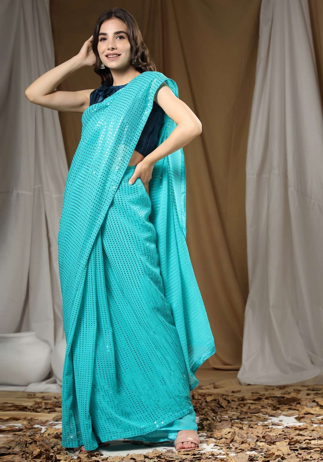 Aab Sequence Designer Georgette Saree Wholesale Catalog 