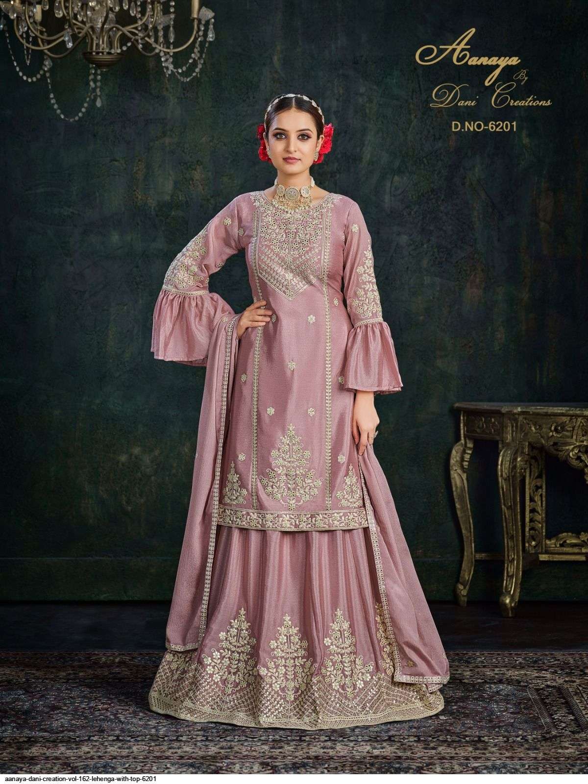AANAYA DANI CREATION VOL 162 PINK LEHENGA WITH TOP 6201 Wholesale catalog
