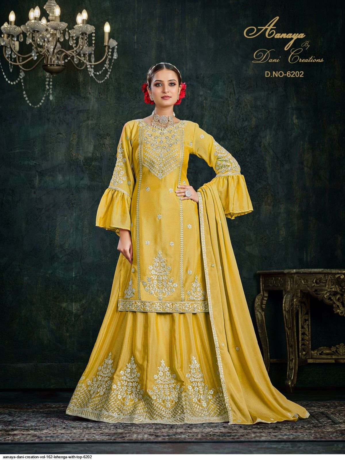 AANAYA DANI CREATION VOL 162 YELLOW LEHENGA WITH TOP 6202 Wholesale catalog