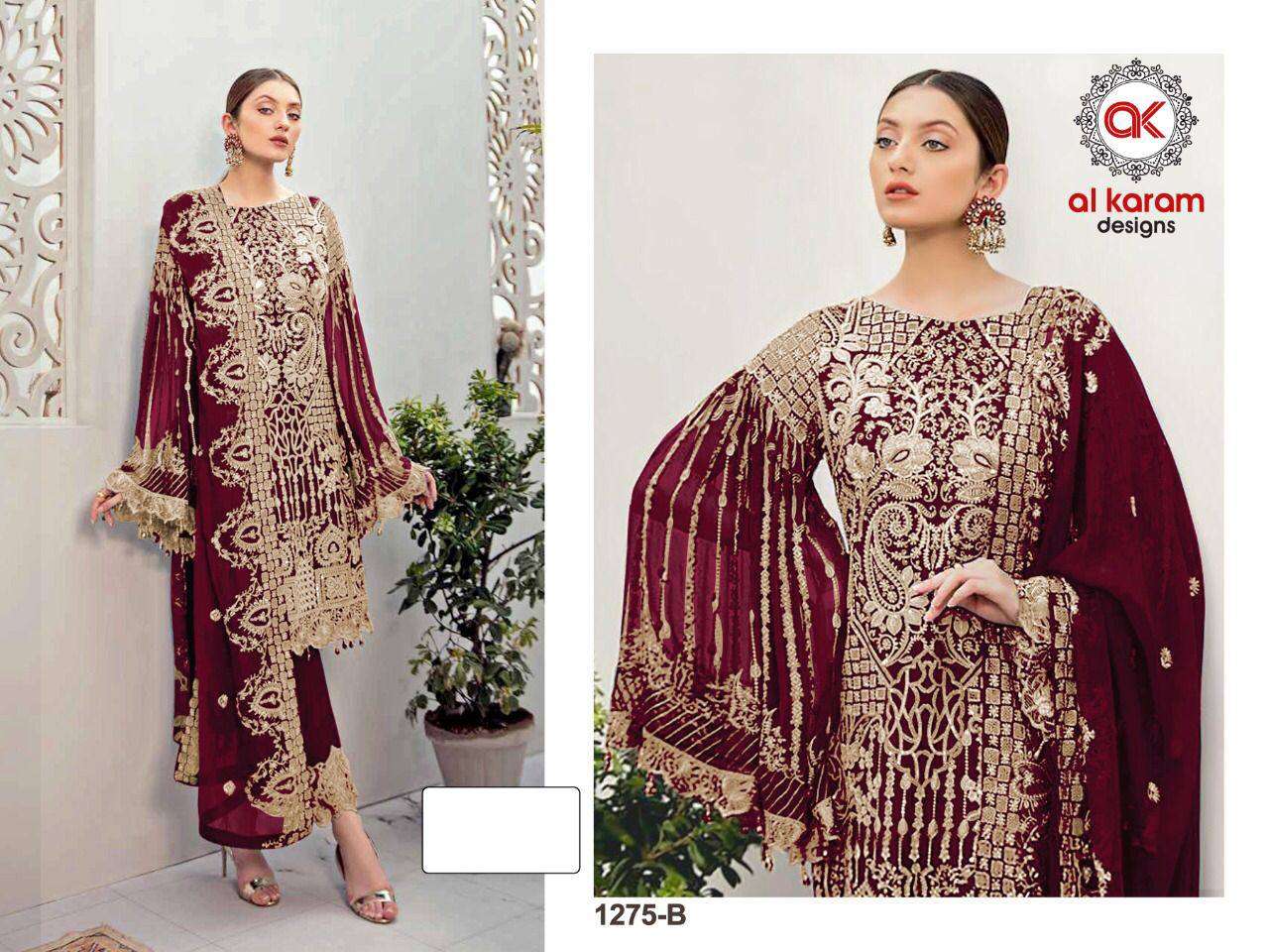 Al Karam 1275 Master Color Designer Georgette Pakistani Suits Wholesale catalog