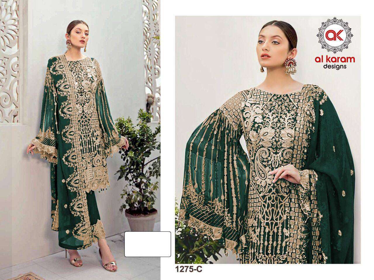 Al Karam 1275 Master Color Designer Georgette Pakistani Suits Wholesale catalog