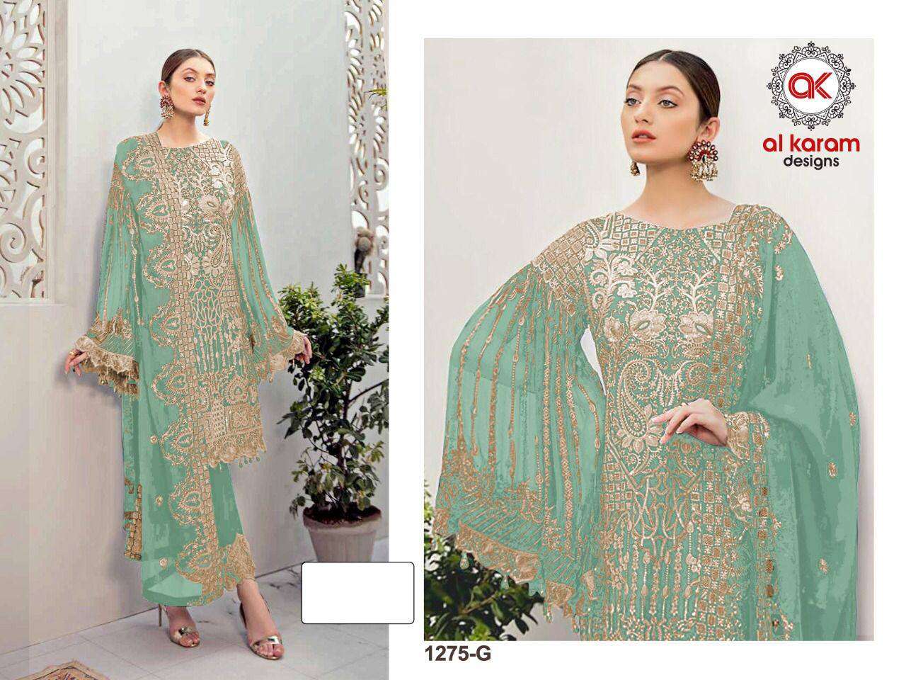 Al Karam 1275 Master Color Designer Georgette Pakistani Suits Wholesale catalog