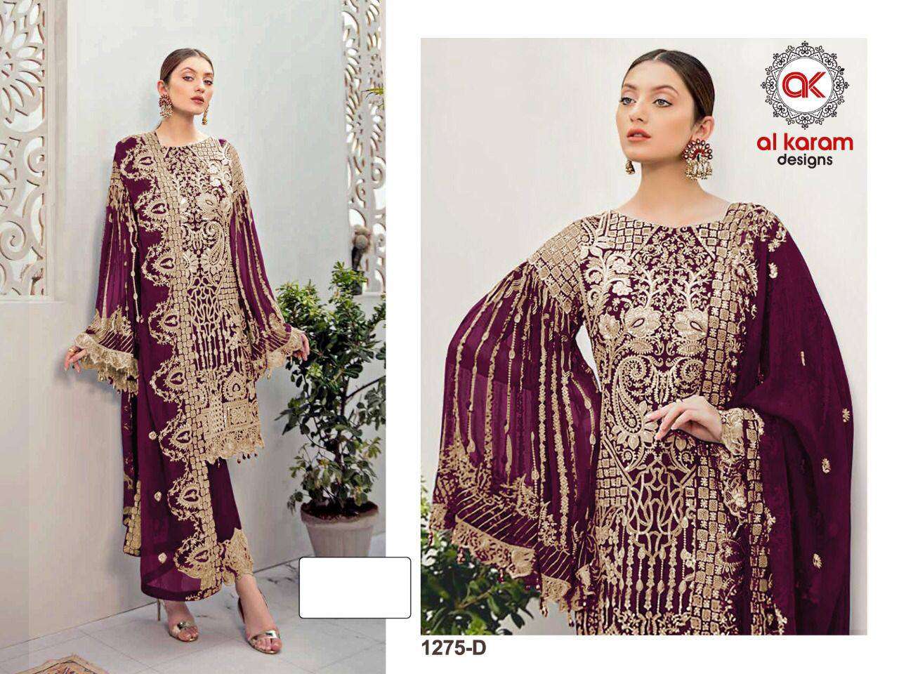Al Karam 1275 Master Color Designer Georgette Pakistani Suits Wholesale catalog