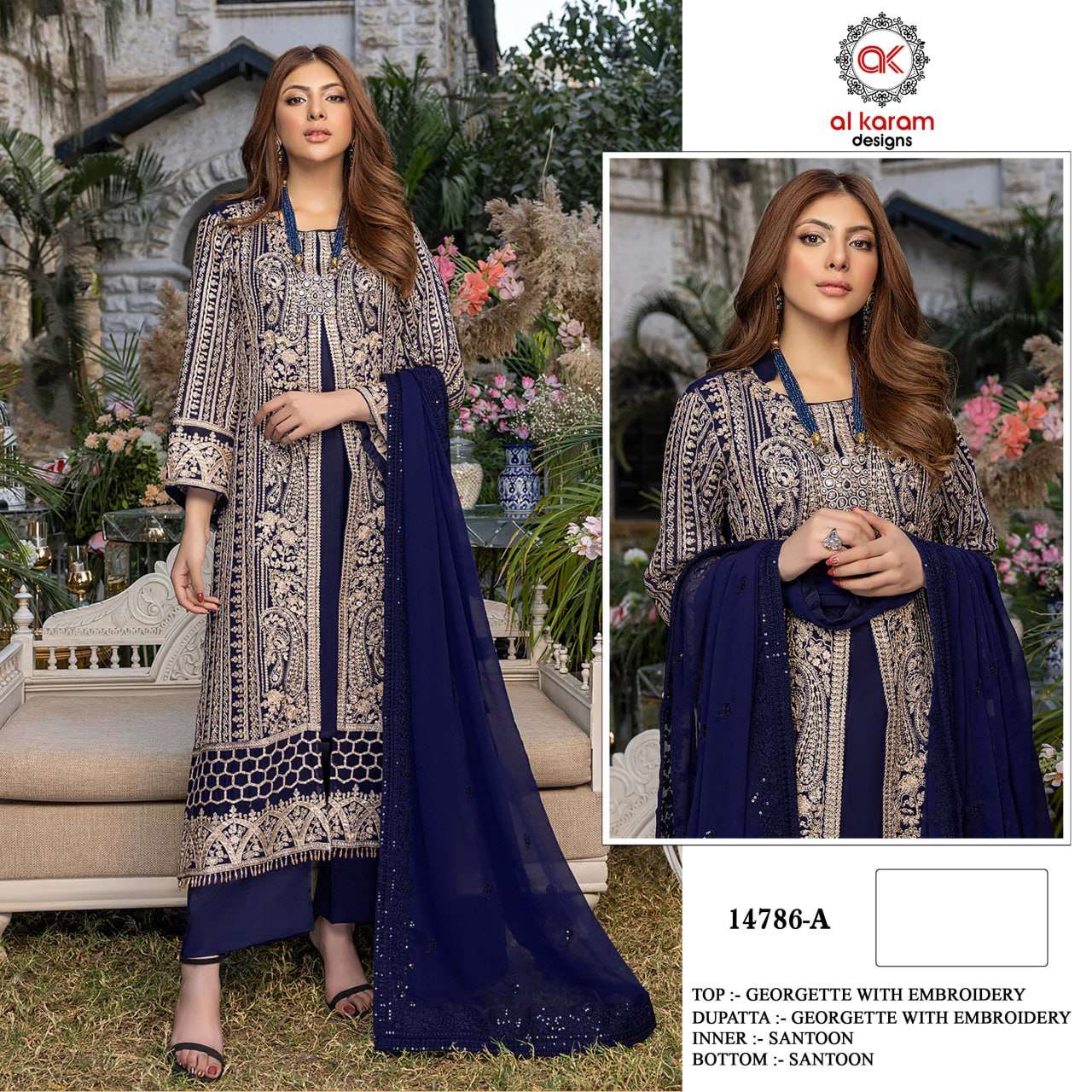 Al Karam 14786 Color New Designer Pakistani Suits Wholesale catalog
