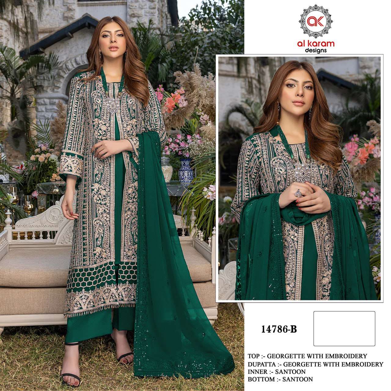 Al Karam 14786 Color New Designer Pakistani Suits Wholesale catalog