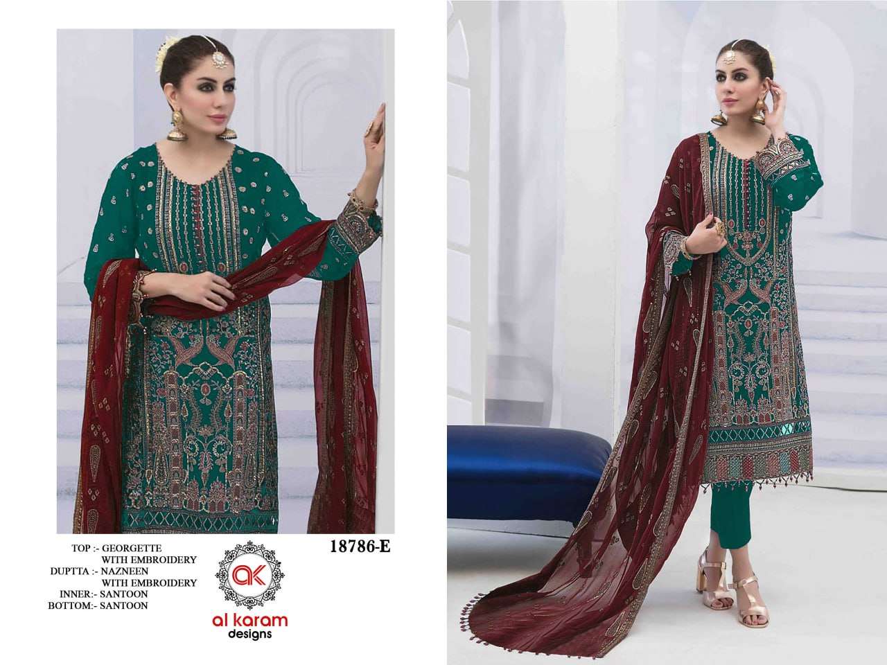 Al Karam 18786 Color Exclusive Designer Pakistani Suits Wholesale catalog