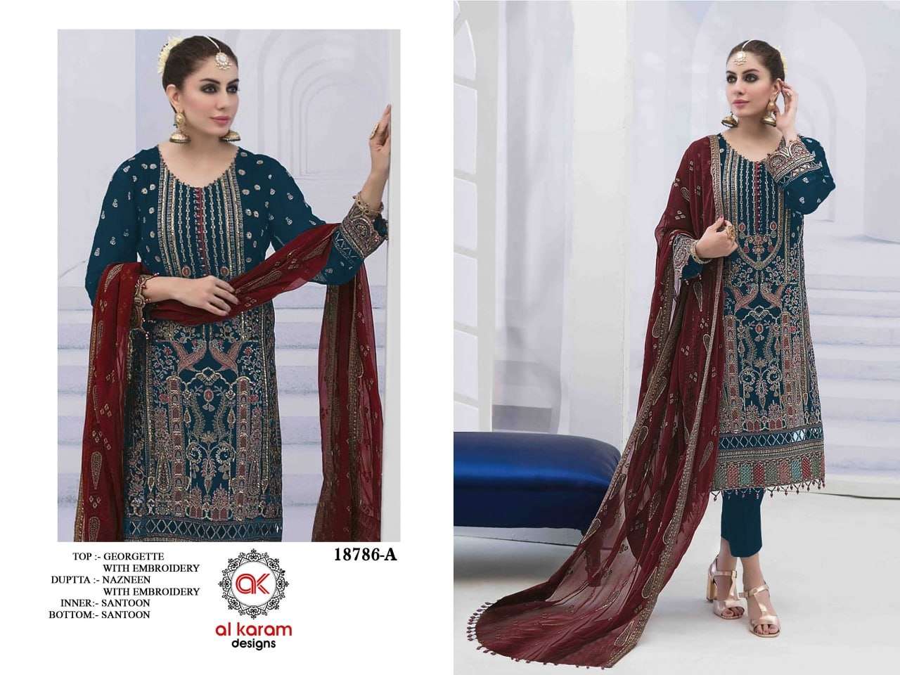 Al Karam 18786 Color Exclusive Designer Pakistani Suits Wholesale catalog