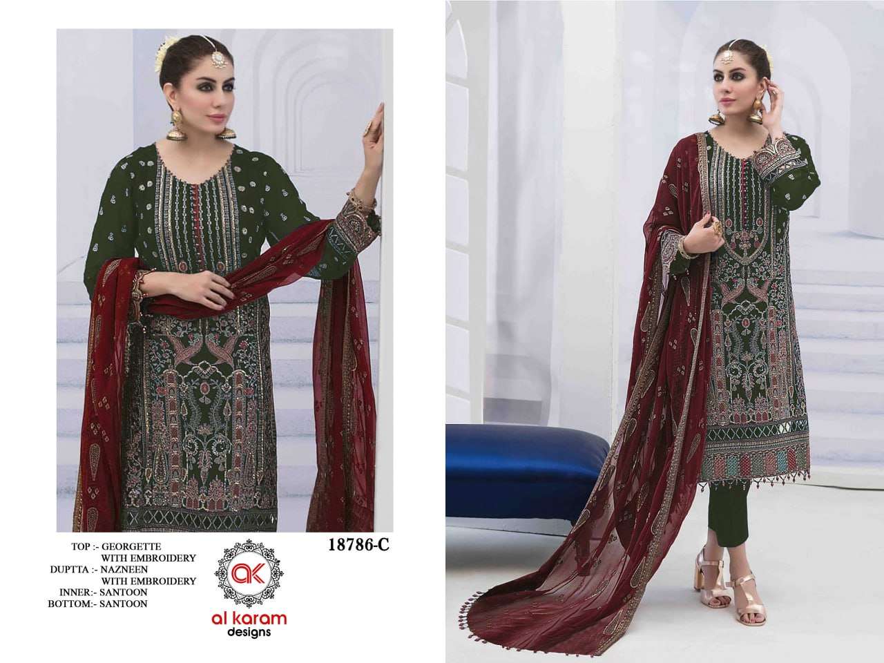Al Karam 18786 Color Exclusive Designer Pakistani Suits Wholesale catalog