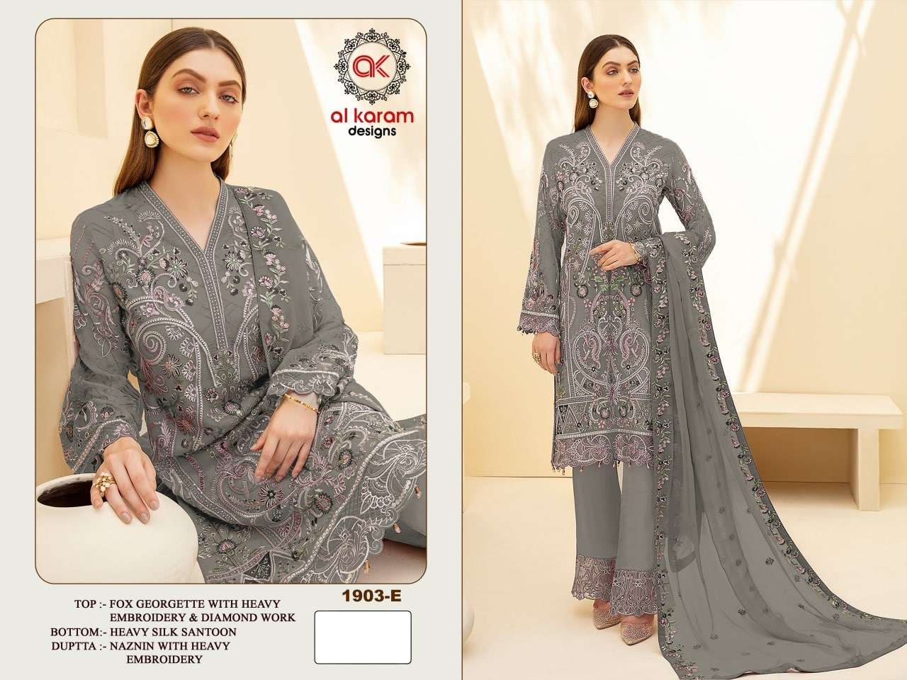 Al Karam 1903 Colours Embroidered Designer Pakistani Suit Wholesale catalog