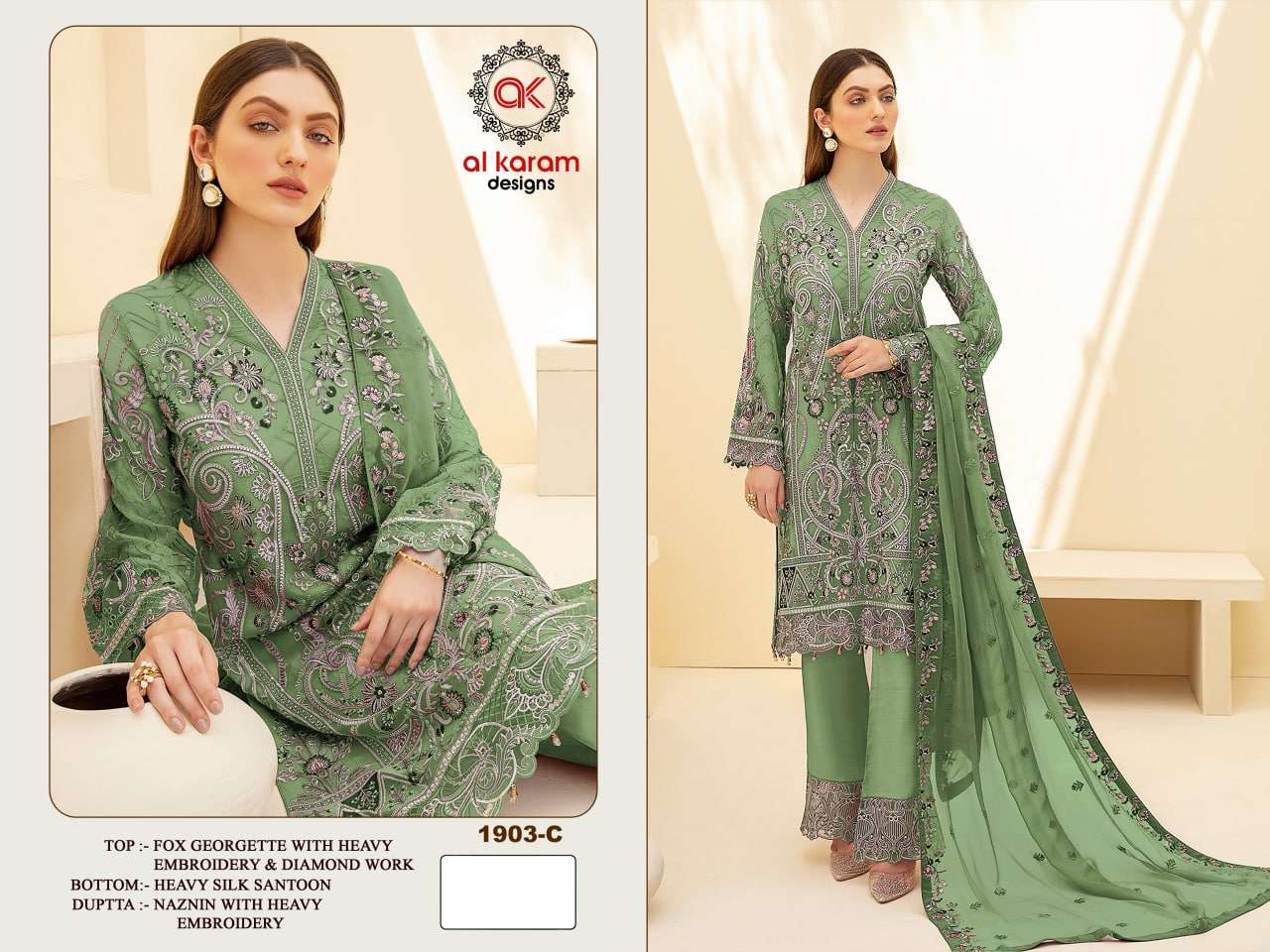 Al Karam 1903 Colours Embroidered Designer Pakistani Suit Wholesale catalog
