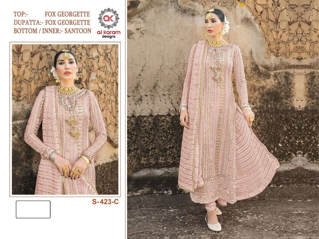 Al Karam 423 Master Color Designer Pakistani Suits Wholesale catalog