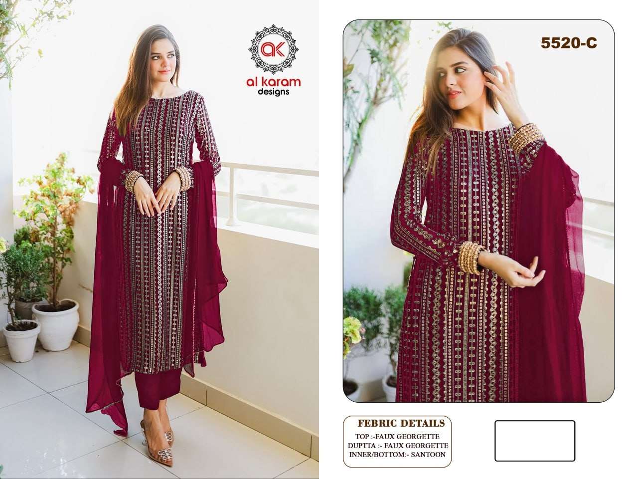 Al Karam 5520 Color Georgette Pakistani Suits Wholesale catalog