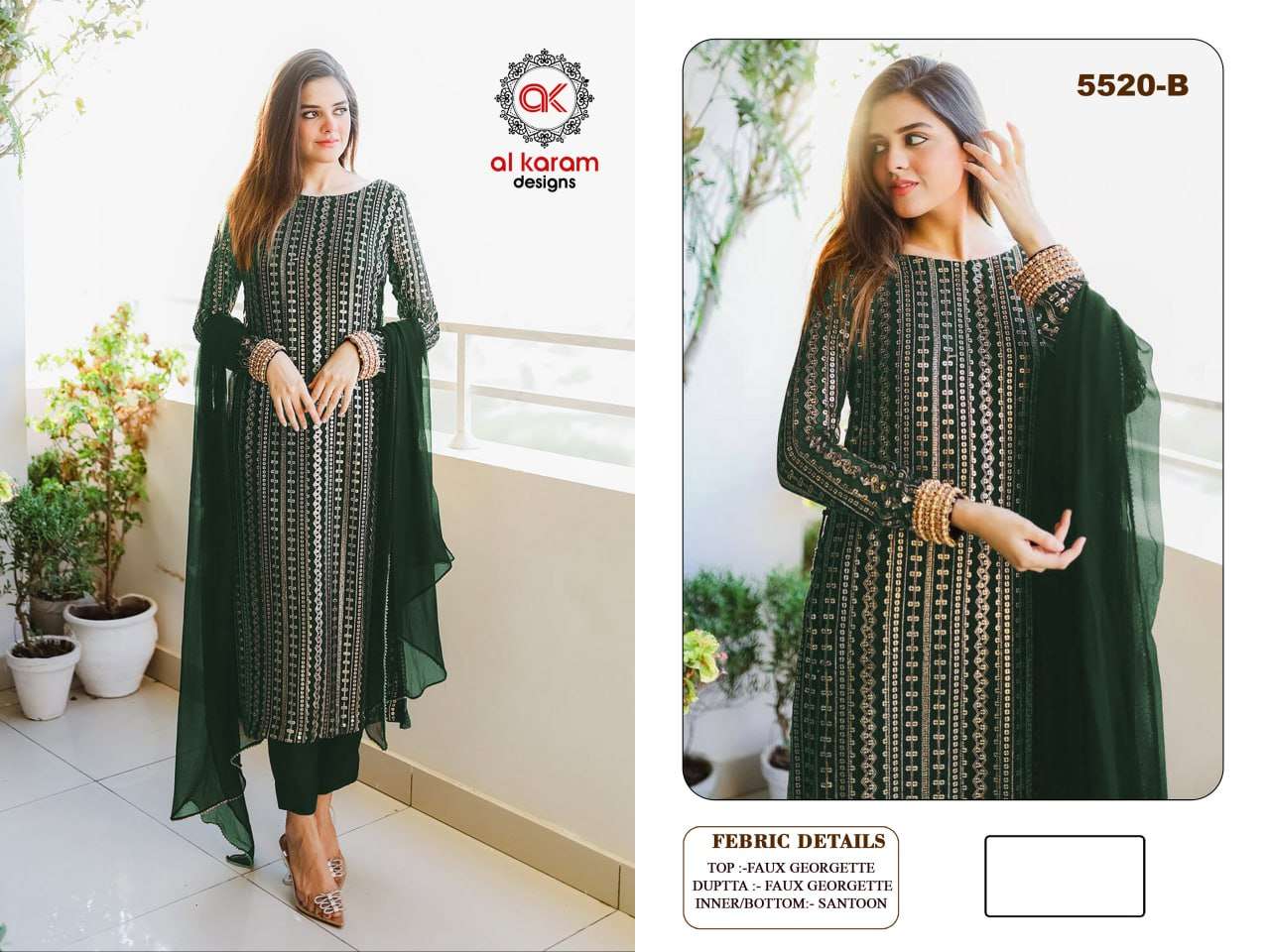 Al Karam 5520 Color Georgette Pakistani Suits Wholesale catalog